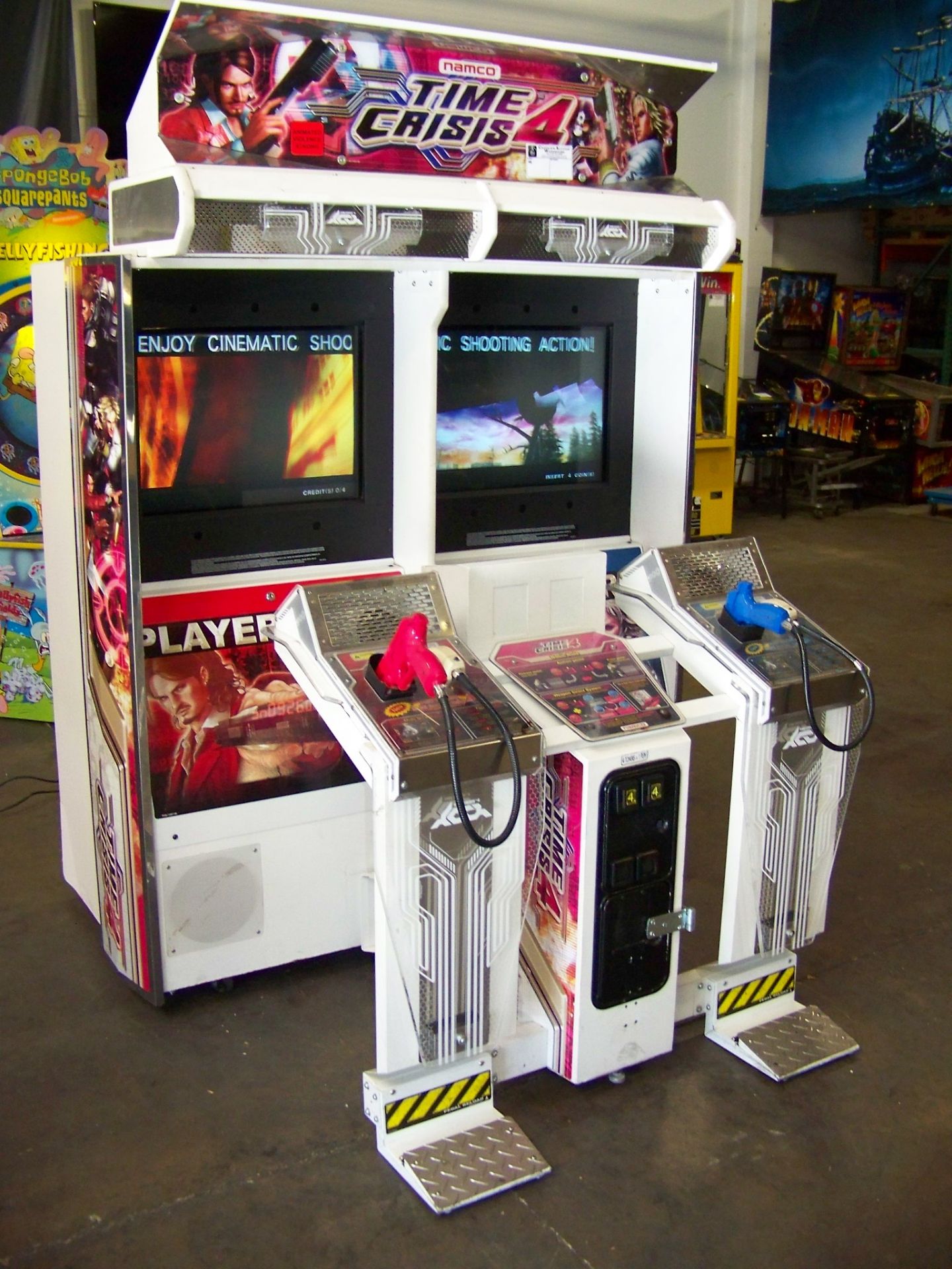 TIME CRISIS 4 TWIN SHOOTER ARCADE GAME NAMCO Item is in used condition. Evidence of wear and - Image 2 of 8