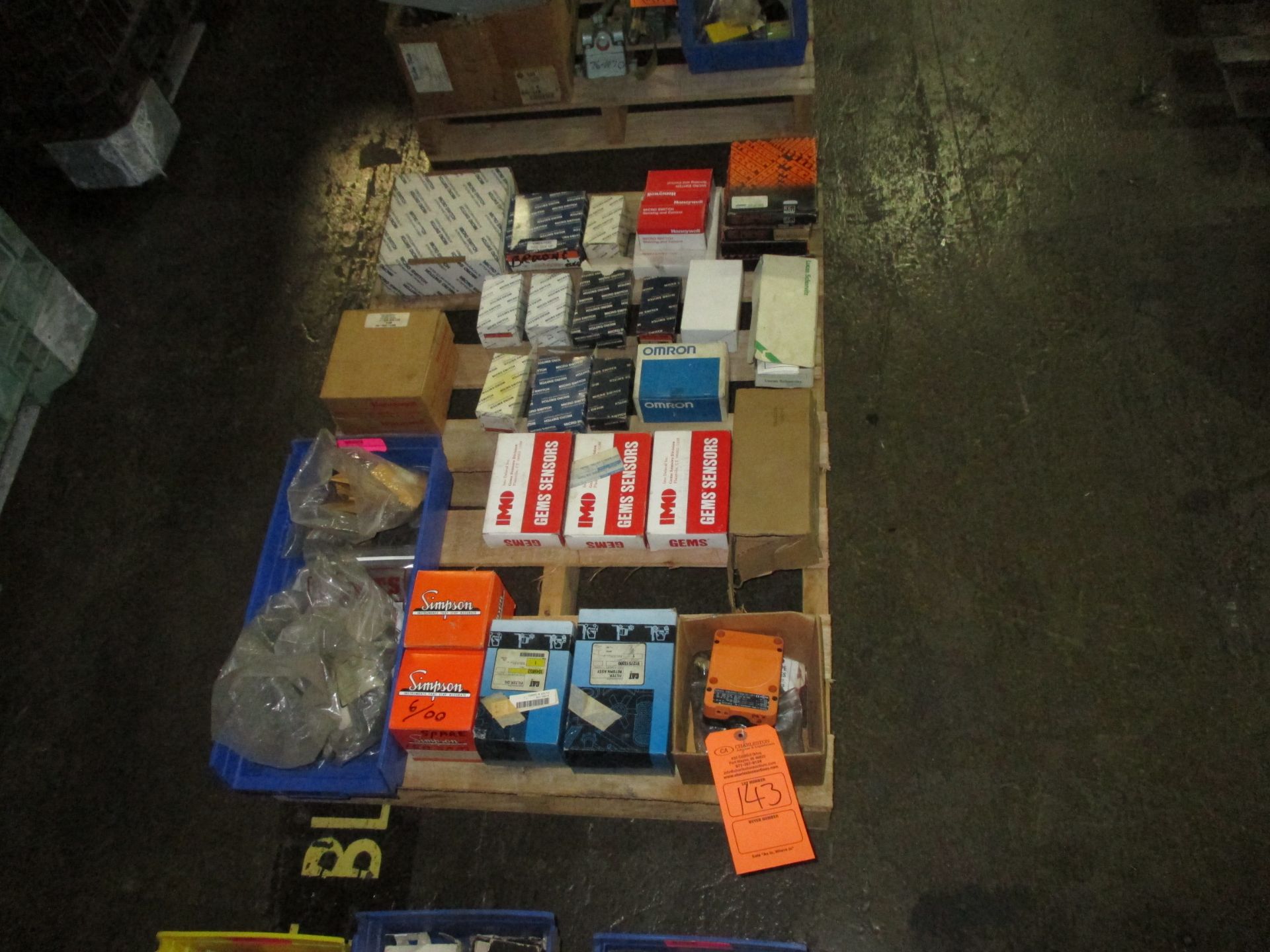 PALLET OF VARIOUS IMO GEMS SENSORS; HONEYWELL MICRO SWITCHES & MISC
