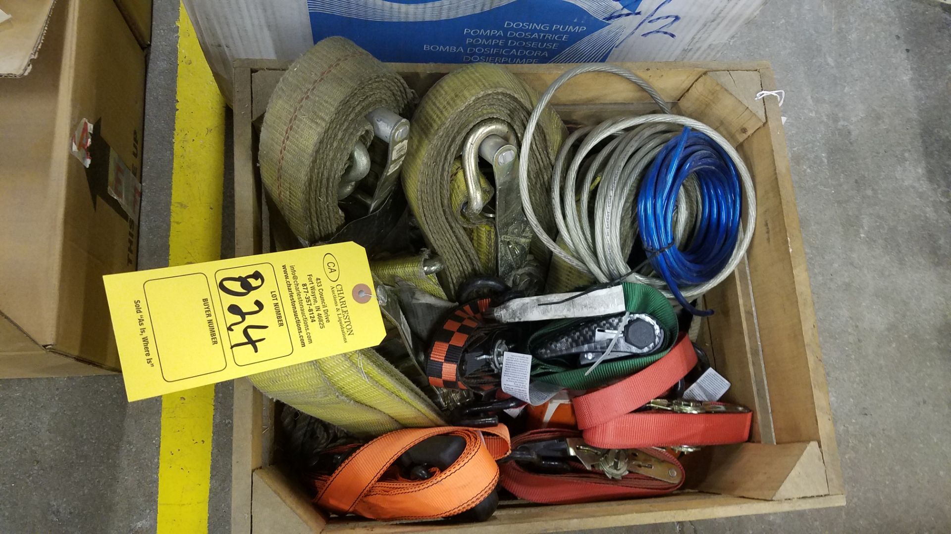 BOX OF RATCHET STRAPS (LOCATED AT 255 S. MADISON ST. NAPPANEE IN 46550)