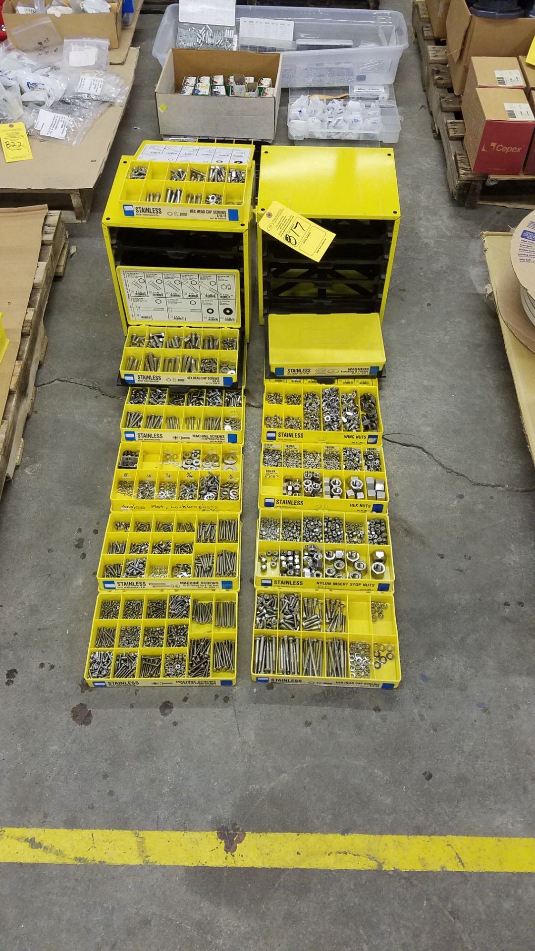 (2) CABINETS OF SERVA LITE STAINLESS STEEL FASTENERS (LOCATED AT 255 S. MADISON ST. NAPPANEE IN