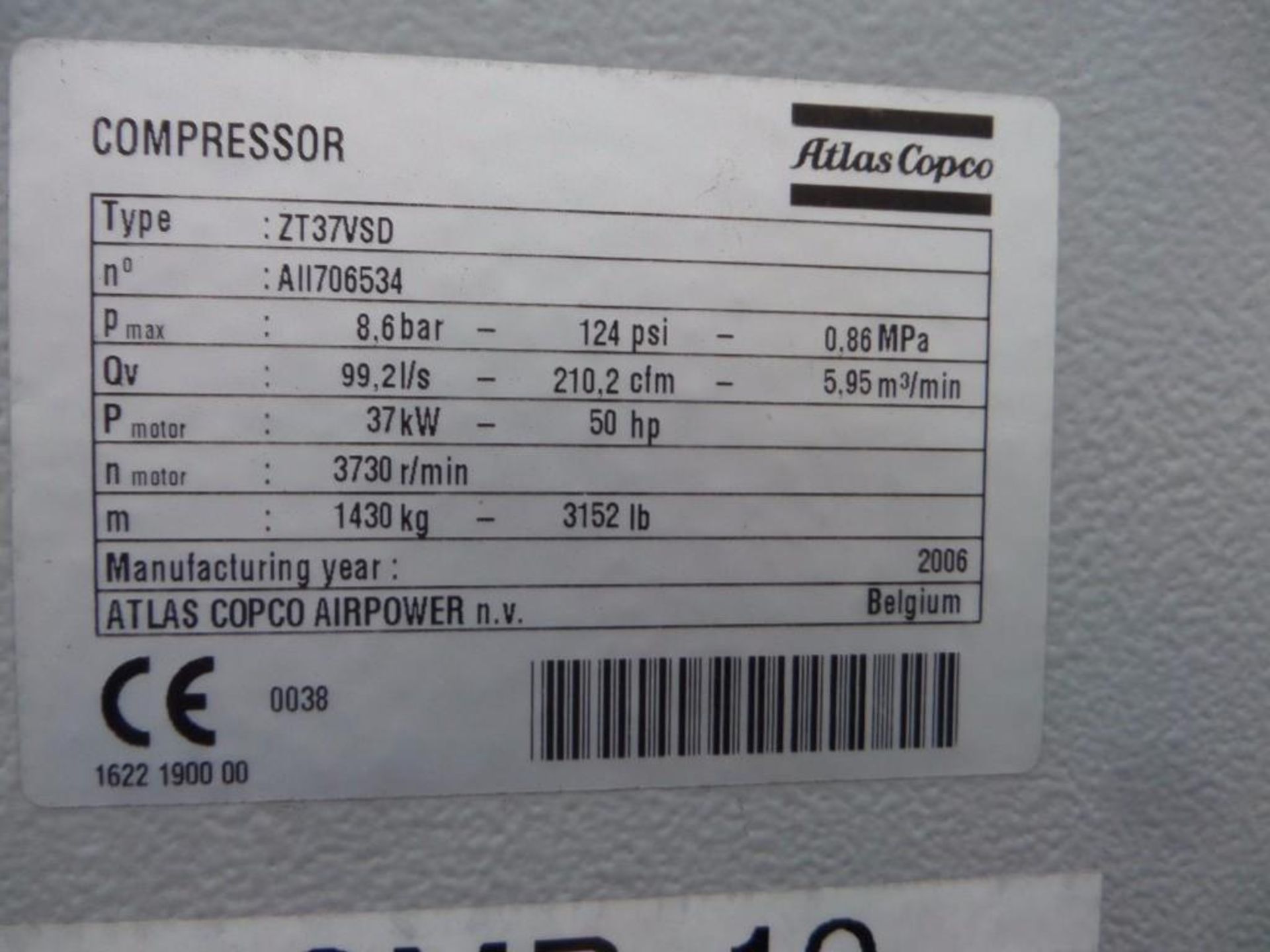 Atlas Copco Air Compressor - Image 2 of 4