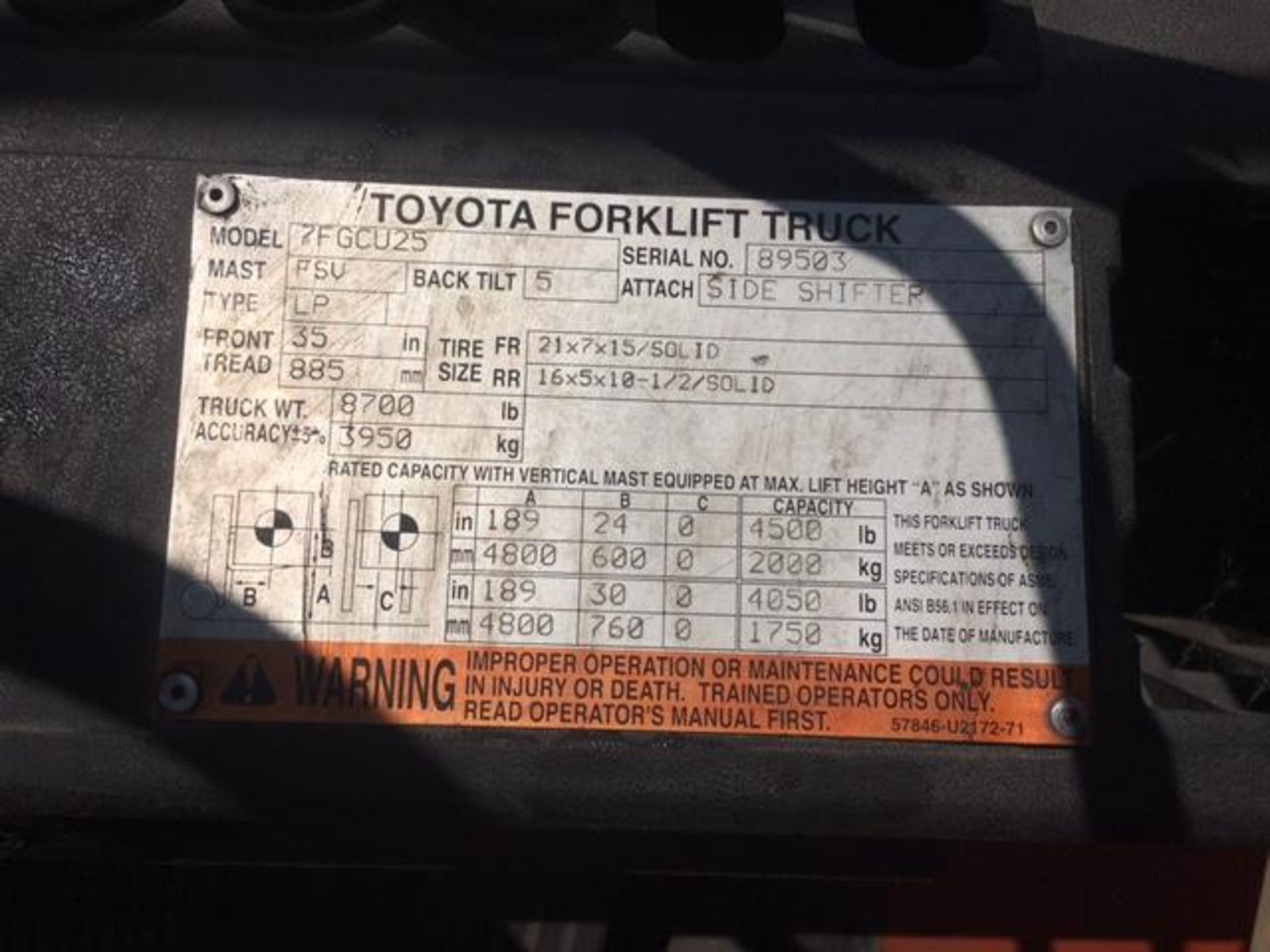 Toyota Propane Forklift - Image 4 of 4