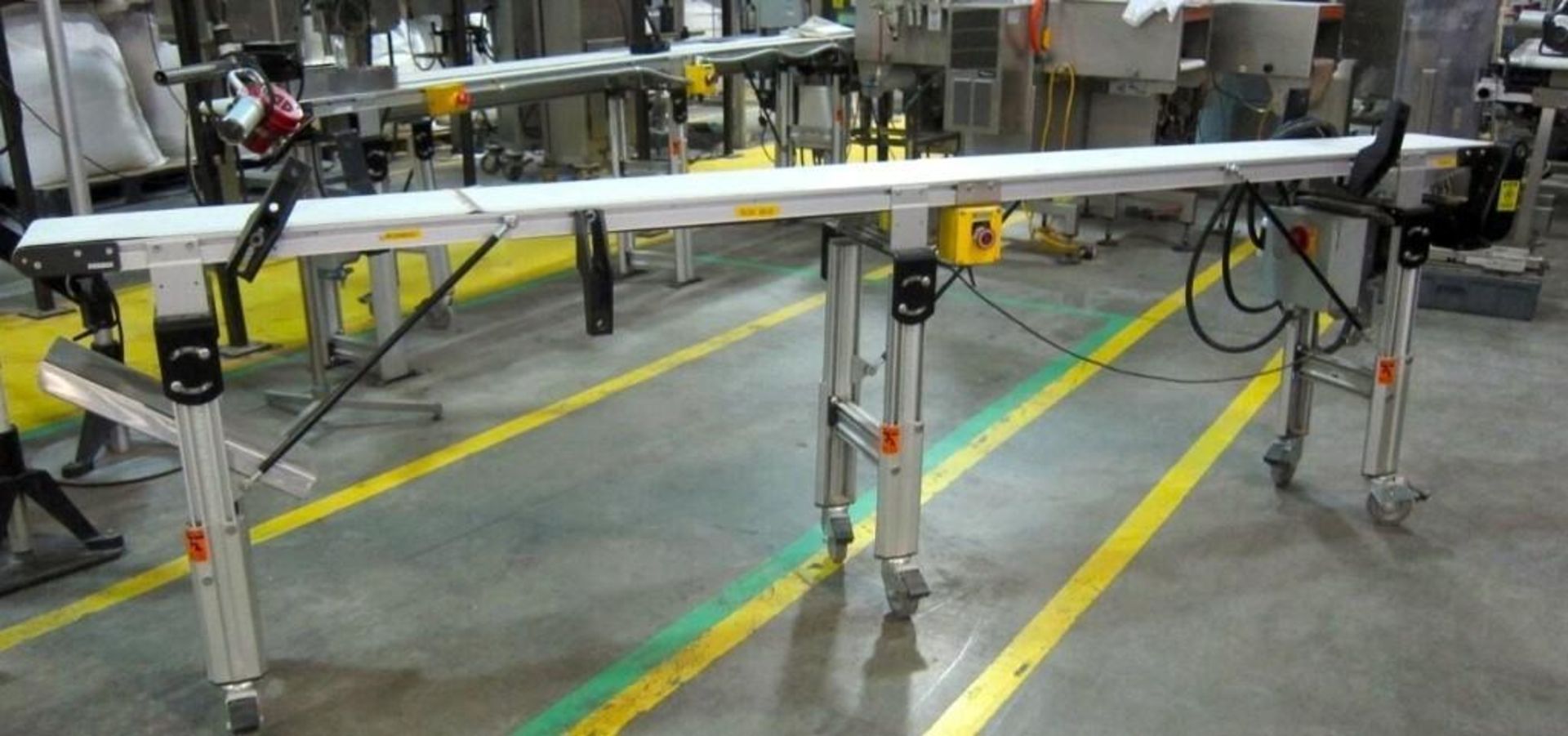 Dorner 2200 series aluminum conveyor with a thin plastic belt - Image 2 of 8