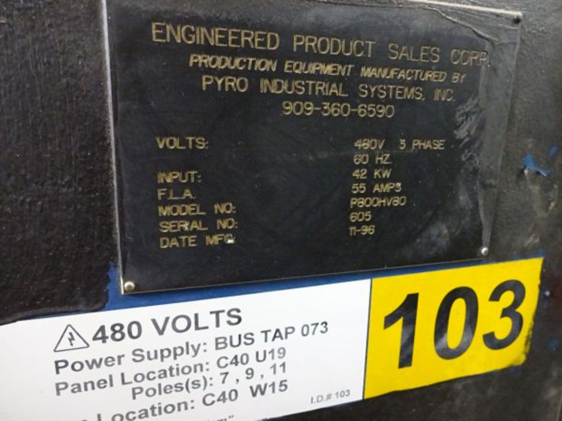 48" X 48" X 28" Engineered Products Sale Corp. Model P800HV80 Electric Batch Oven; S/N 605, 23.5" - Image 2 of 7
