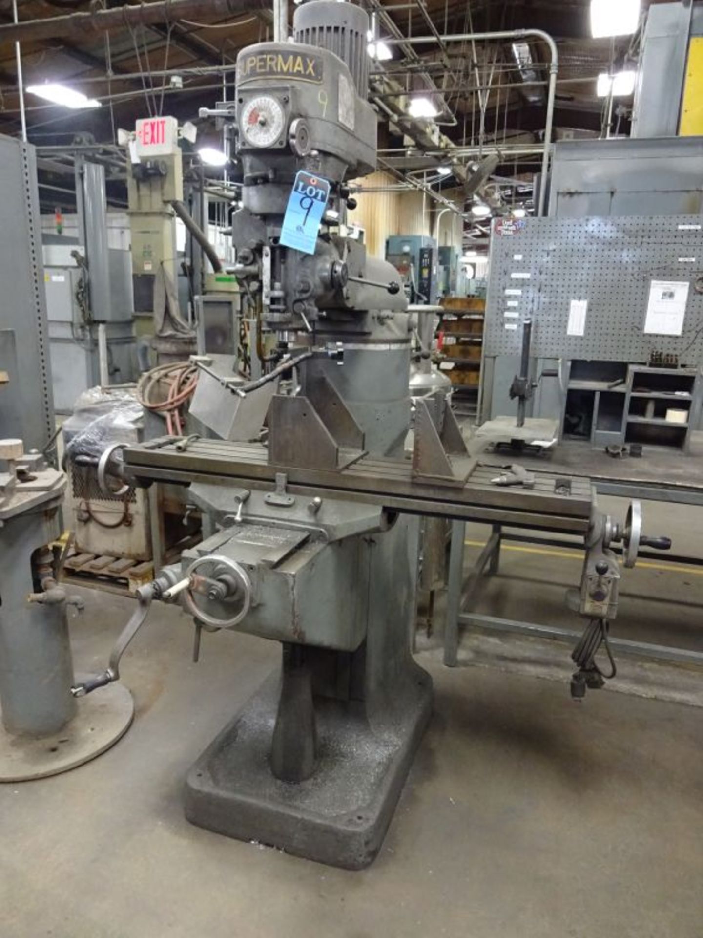 2 HP Supermax Model YC-1 1/2VS Vertical Mill; S/N 087771, 9" X 49" T-Slotted Table, 500-4,200 RPM