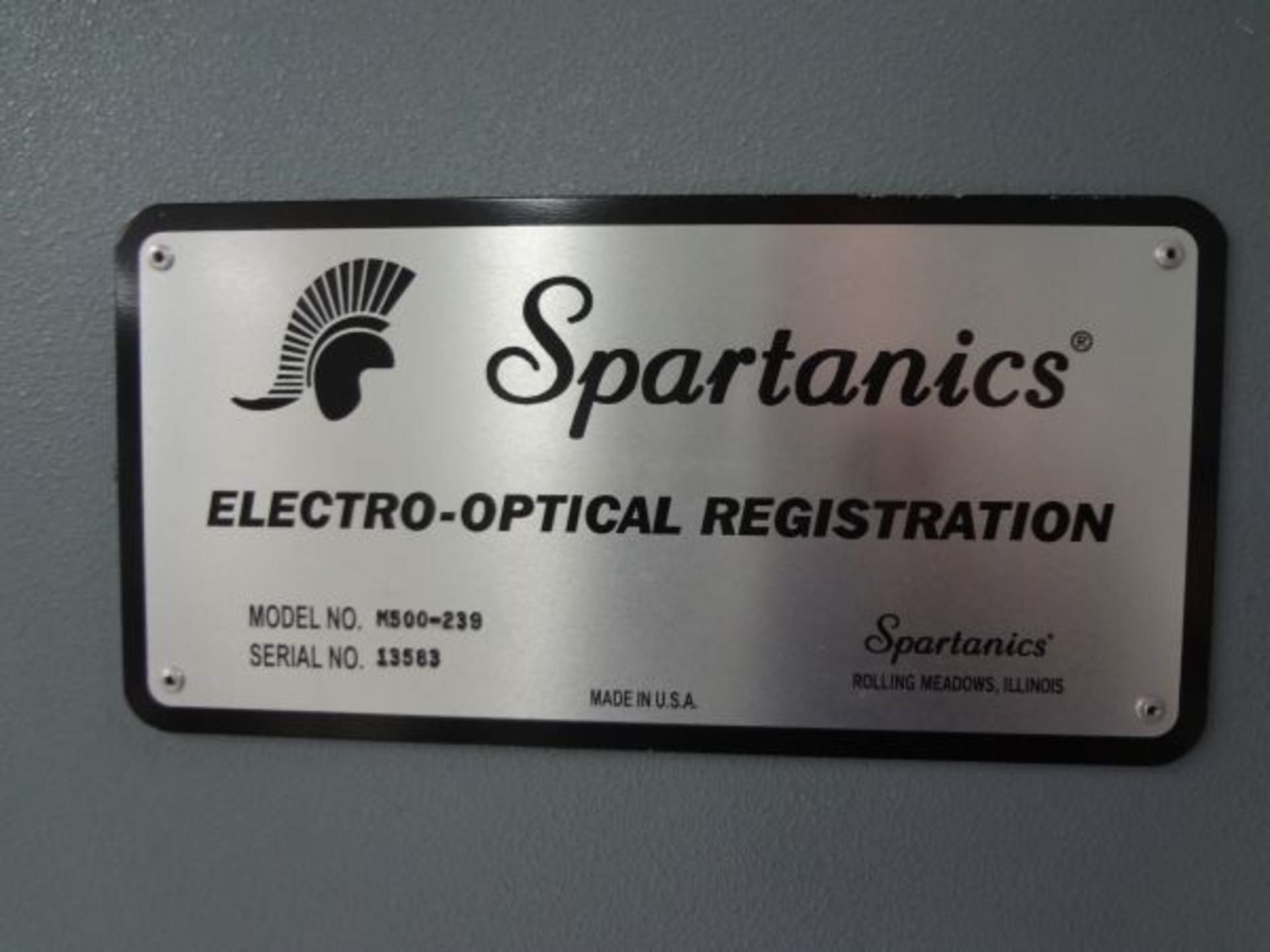 SPARTANICS MODEL M500-239 HIGH SPEED DIE CUTTER; S/N 13583, SANGIACOMO CONTROL, SPARTANICS TOUCH - Image 4 of 13