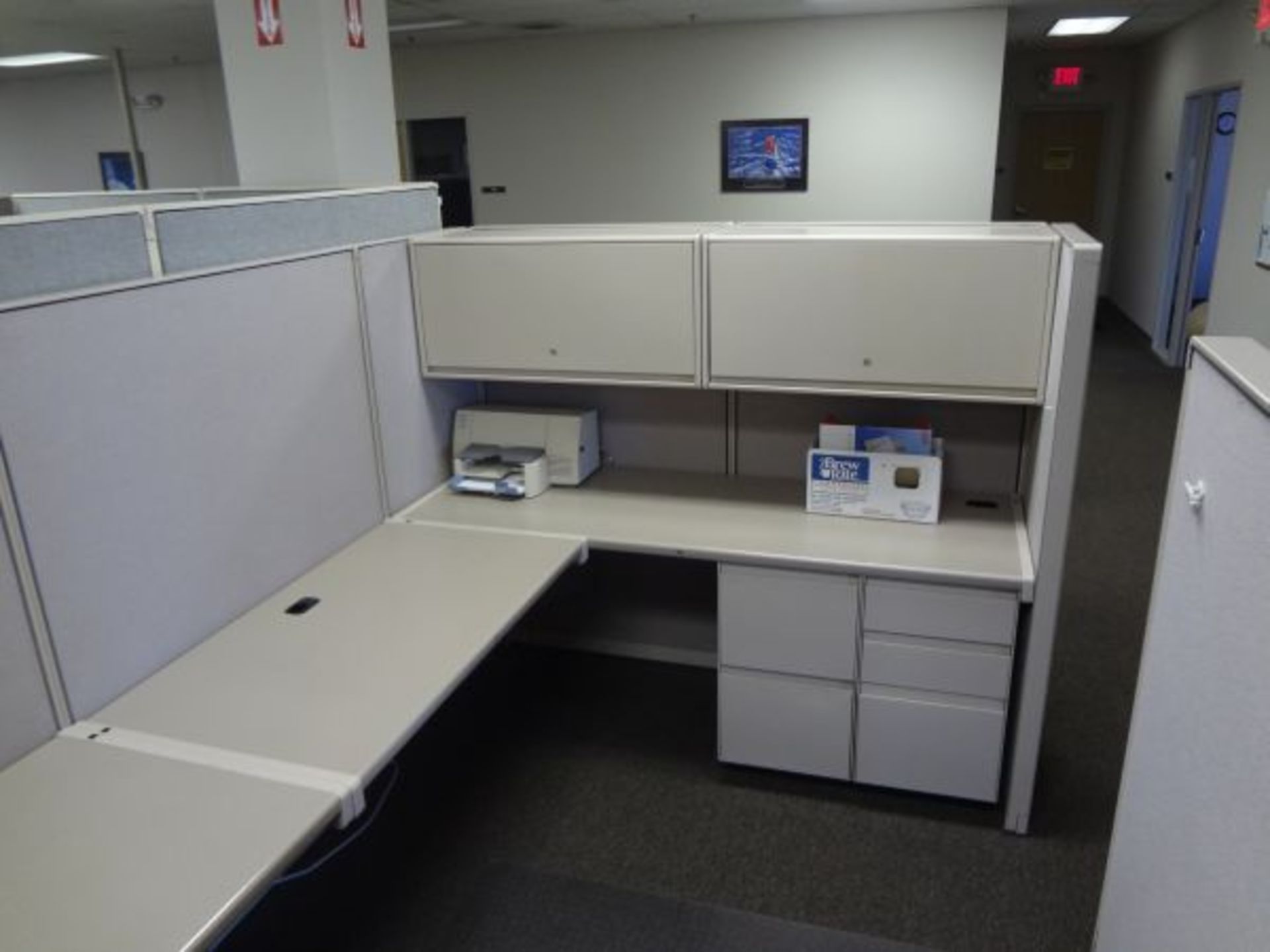 75" X 144" X 61" TWO-PERSON STEELCASE MODULAR OFFICE INCLUDING (4) OVERHEAD CABINETS, (2) 2-DRAWER - Image 3 of 3