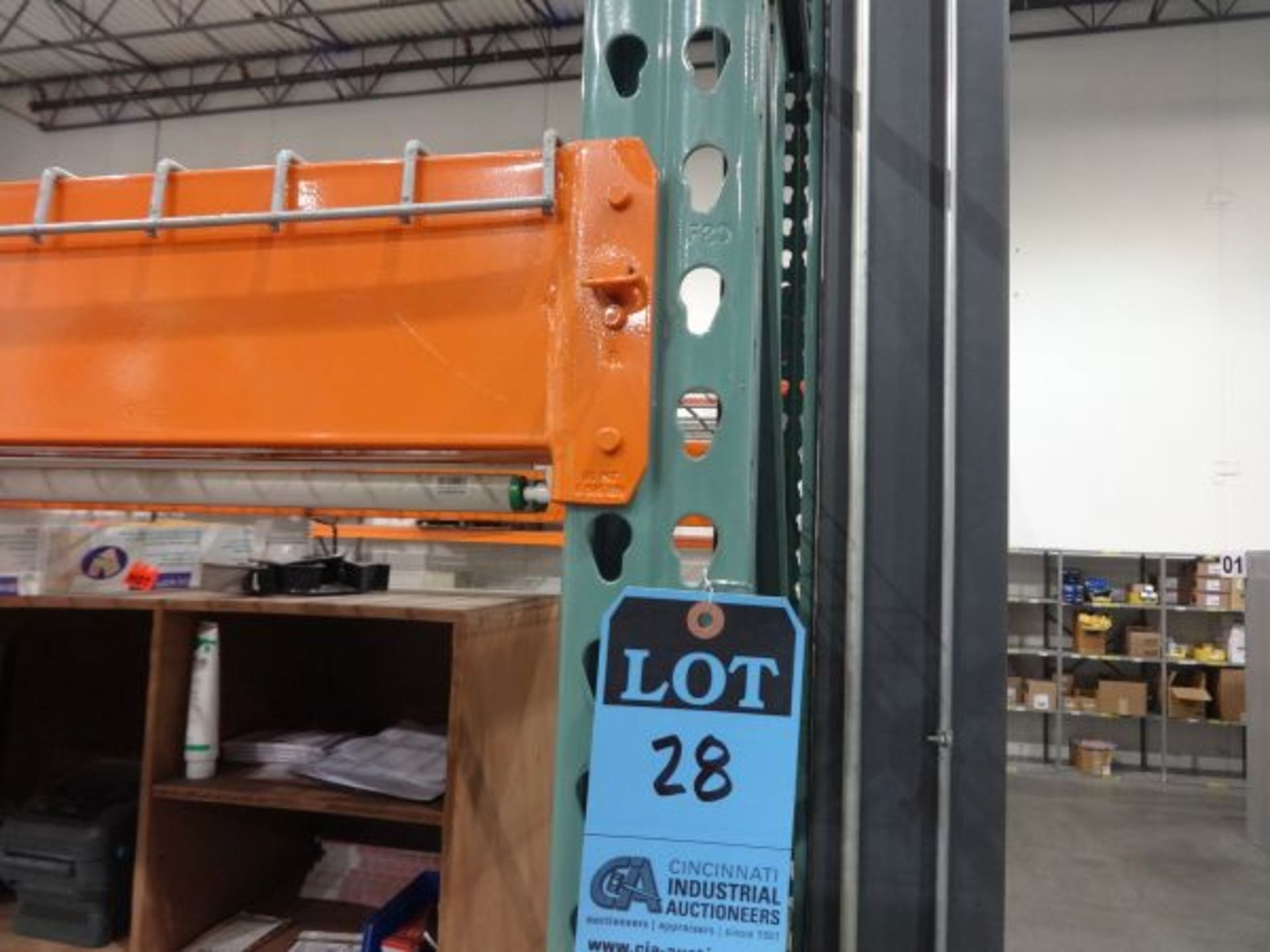 SECTIONS 42" X 108" X 144" TEARDROP TYPE ADJUSTABLE BEAM PALLET RACKS WITH (10) 42" X 144" UPRIGHTS, - Image 3 of 3