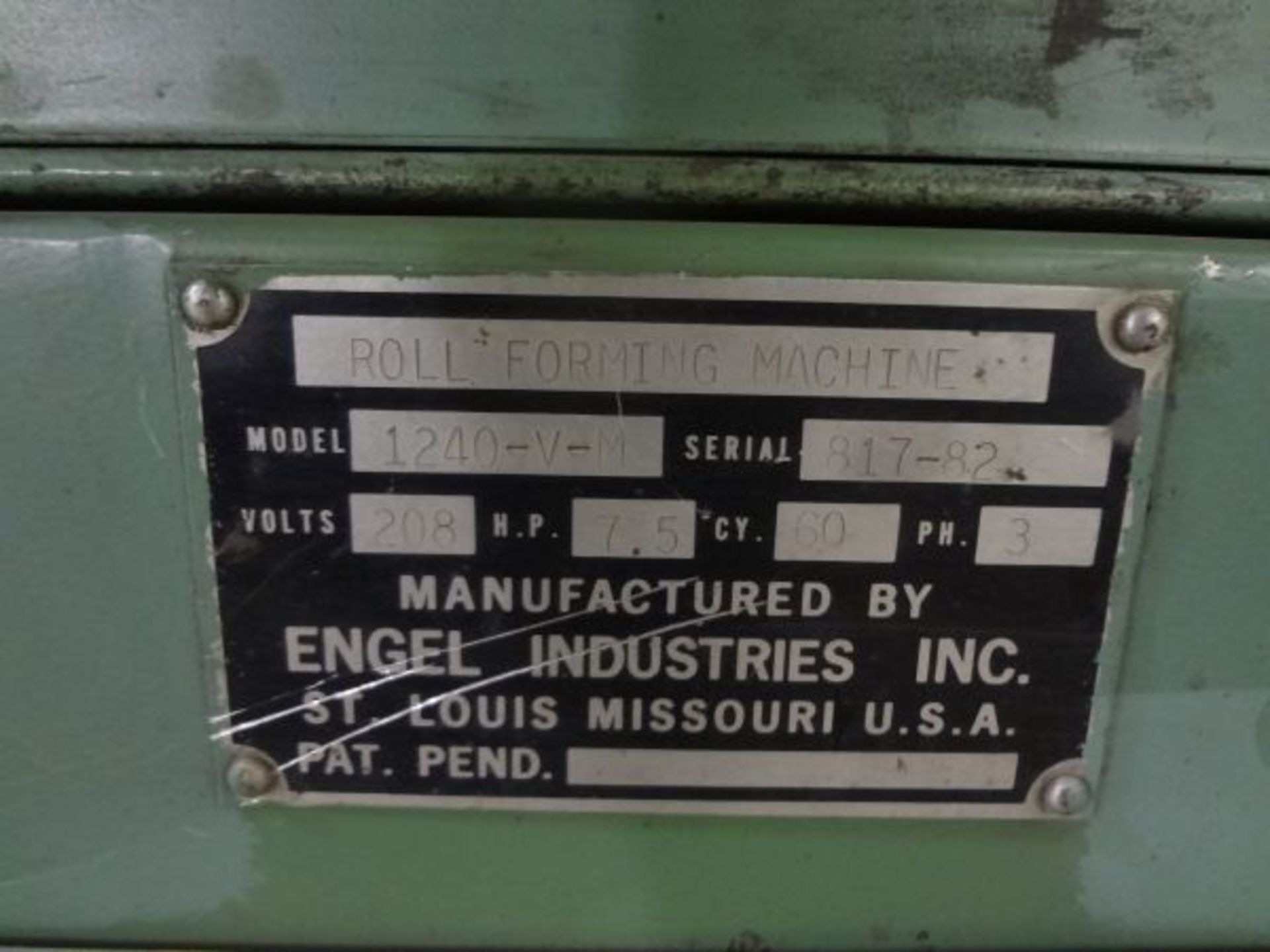 **ENGEL MODEL 1240-V-M 12-STAND S AND DRIVE ROLLFORMER; S/N 817-82** SUBJECT TO OVERALL BID AT LOT - Image 3 of 9