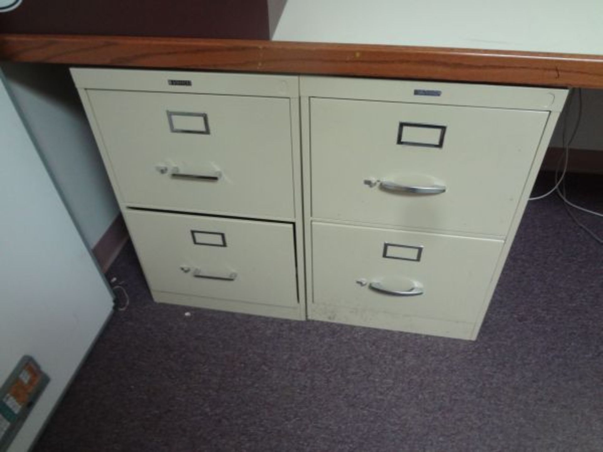 DESK W/ (3) FILE CABINETS (NO FURNITURE ATTACHED TO BUILDING) - Image 2 of 2