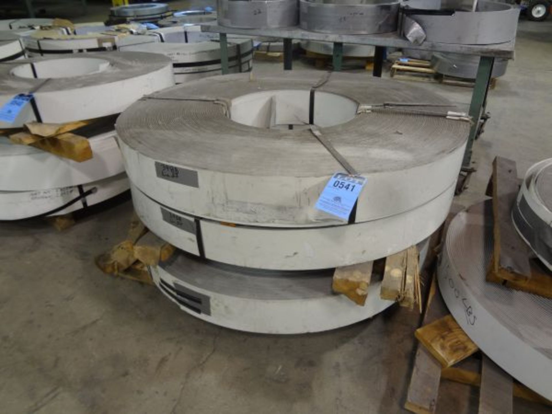 COILS 26 GA. X 5.394" WHITE GALVANIZED SKIDDED STEEL, APPROX. TOTAL WEIGHT 5,000 LB.