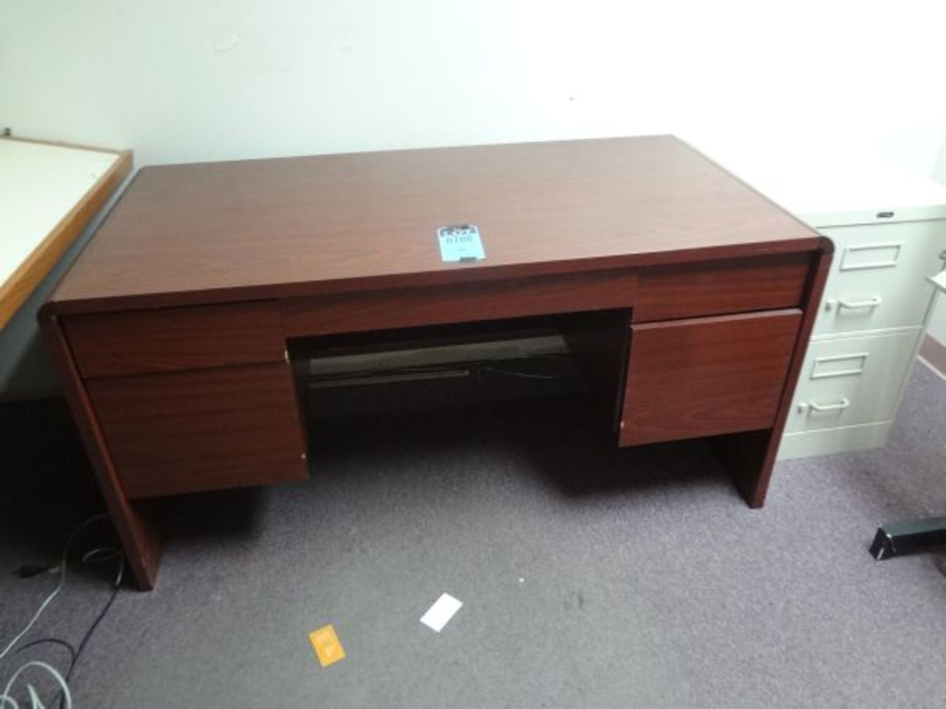 DESK W/ (3) FILE CABINETS (NO FURNITURE ATTACHED TO BUILDING)