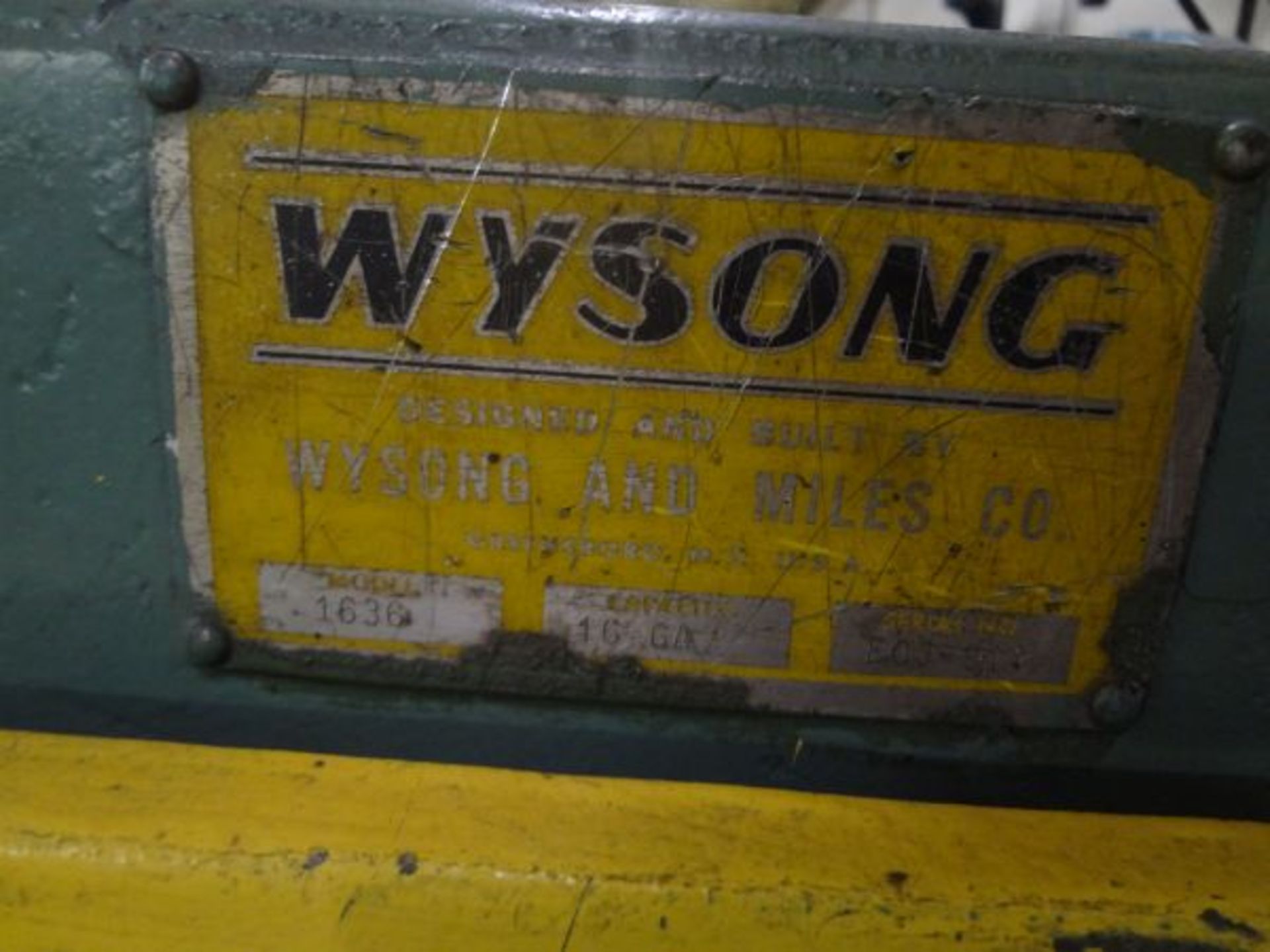 36" X 16 GAUGE WYSONG MODEL 1636 KICK SHEAR - Image 3 of 4