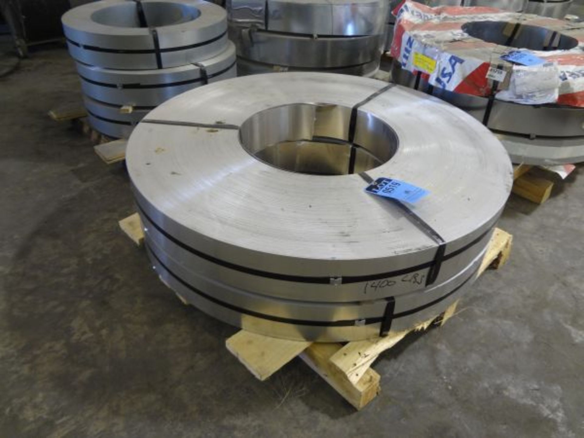 COILS 18 GAUGE X 5-1/2" GALVINIZED SKIDDED STEEL, APPROX. TOTAL WEIGHT 2,800 LB.