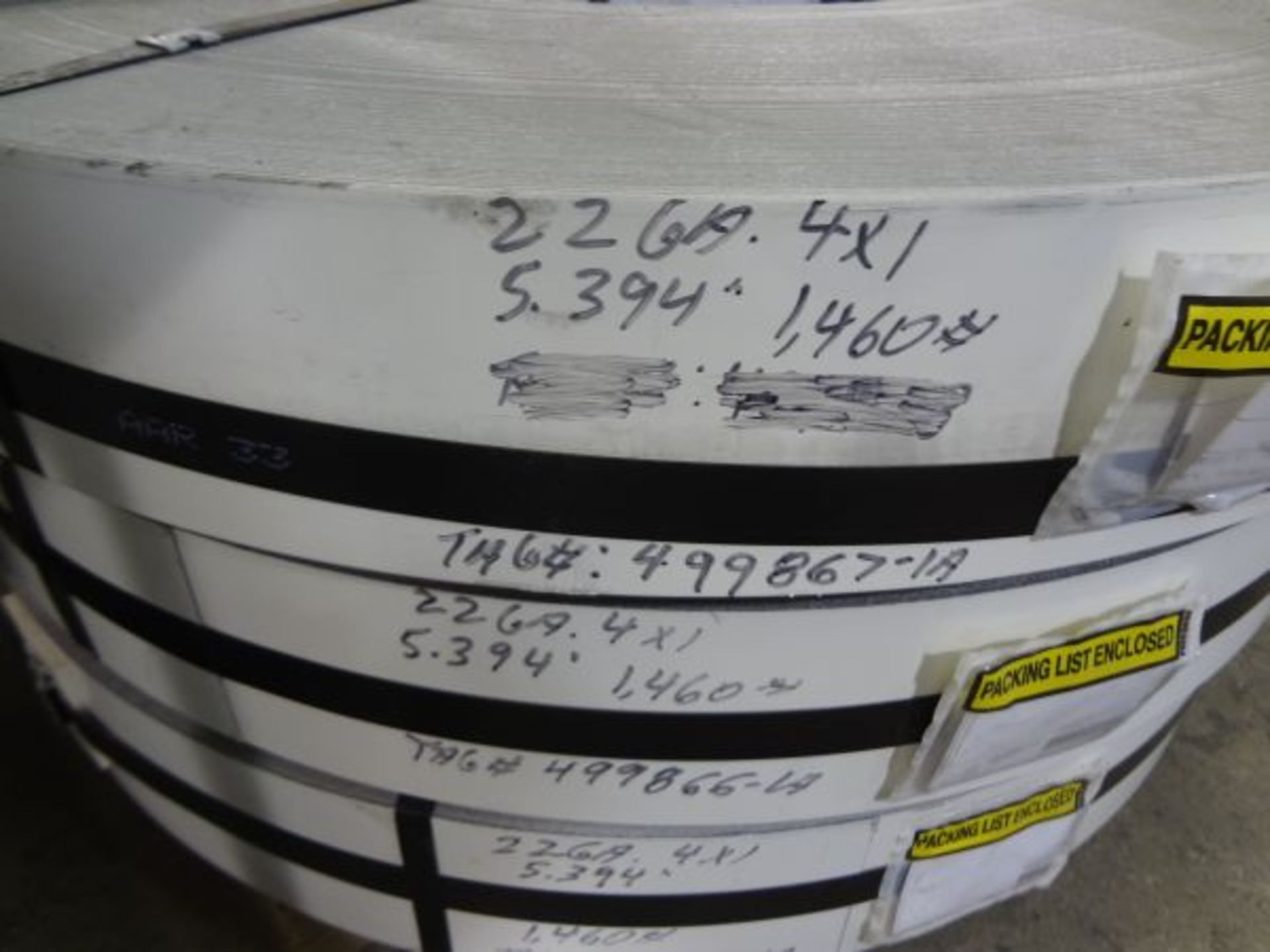 COILS 22 GA. X 5.394" WHITE GALVANIZED SKIDDED STEEL, APPROX. TOTAL WEIGHT 4,380 LB. - Image 2 of 2