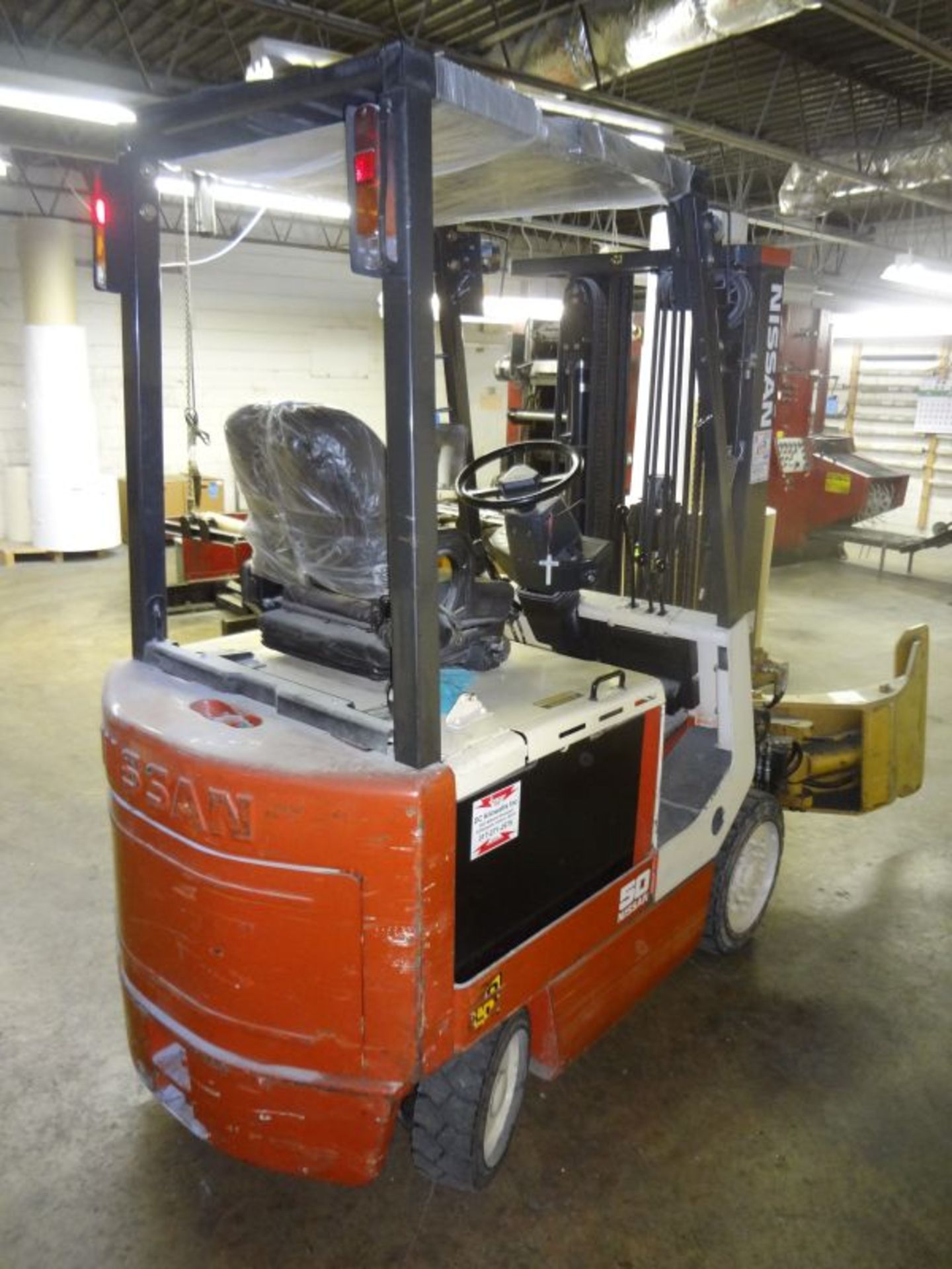 3,000 LB. NISSAN MODEL CWP02L255 ELECTRIC CUSHION TIRE LIFT TRUCK; S/N 9C4887, 3-STAGE MAST, 187" LI - Image 3 of 11