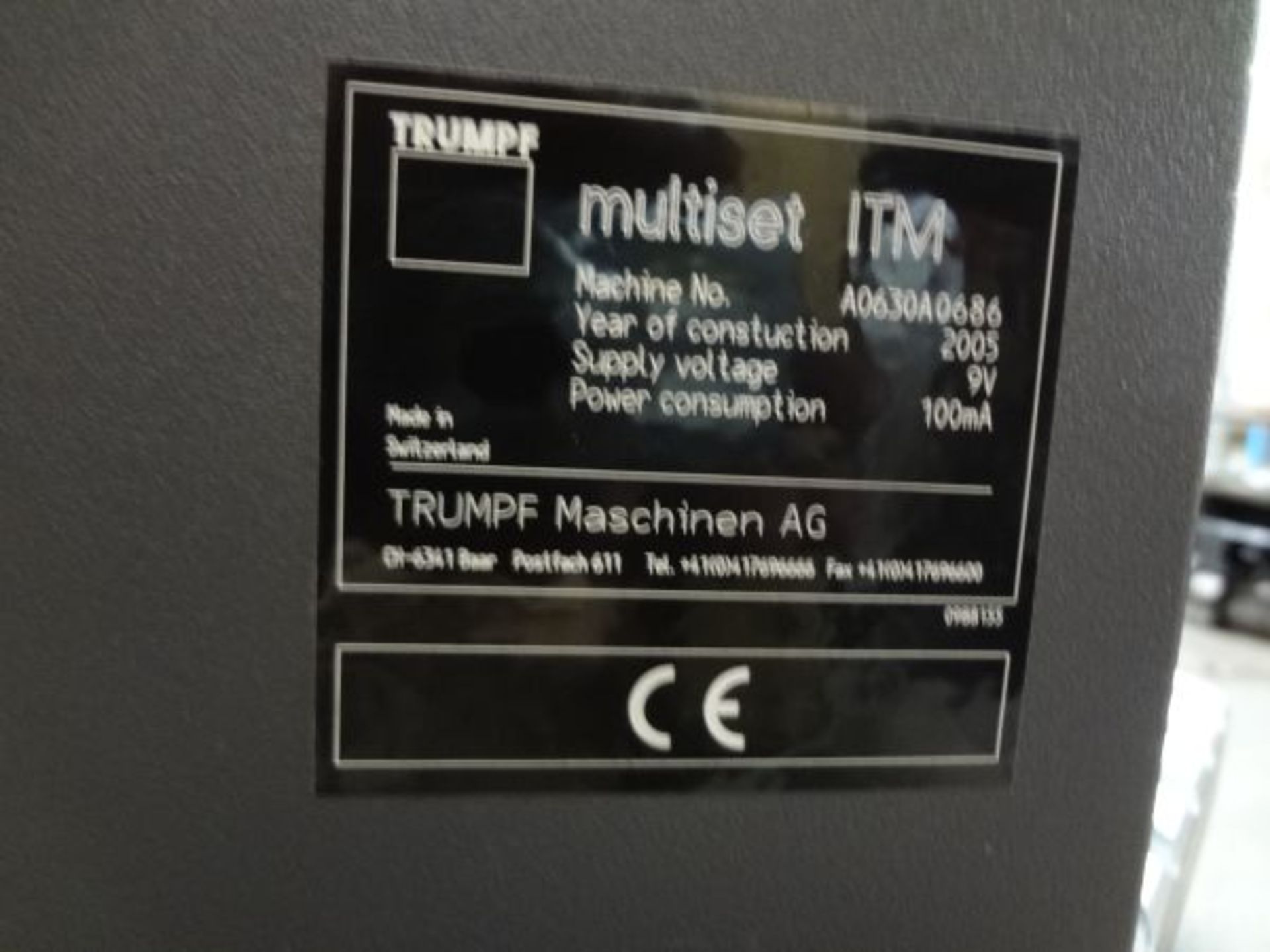 TRUMPF MULTISET ITM PUNCH SETTER; S/N A0630A0686, DIGITAL CONTROL (2005) - Image 5 of 6