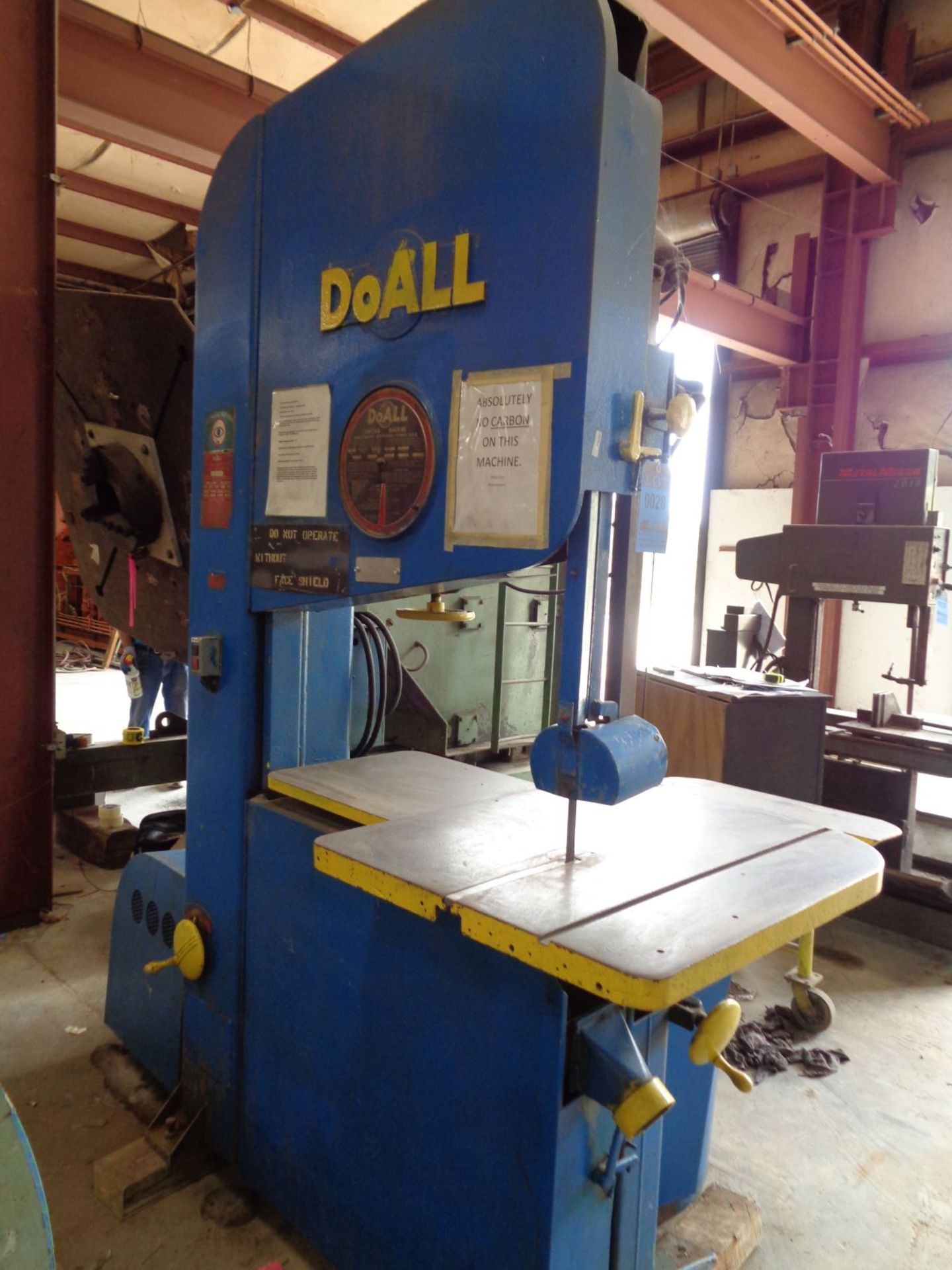 36" DOALL MODEL ZV-3620 VERTICAL BAND SAW; S/N 265-72161, 36" X 30" WORK TABLE, 1" WIDE BLADE, 3-