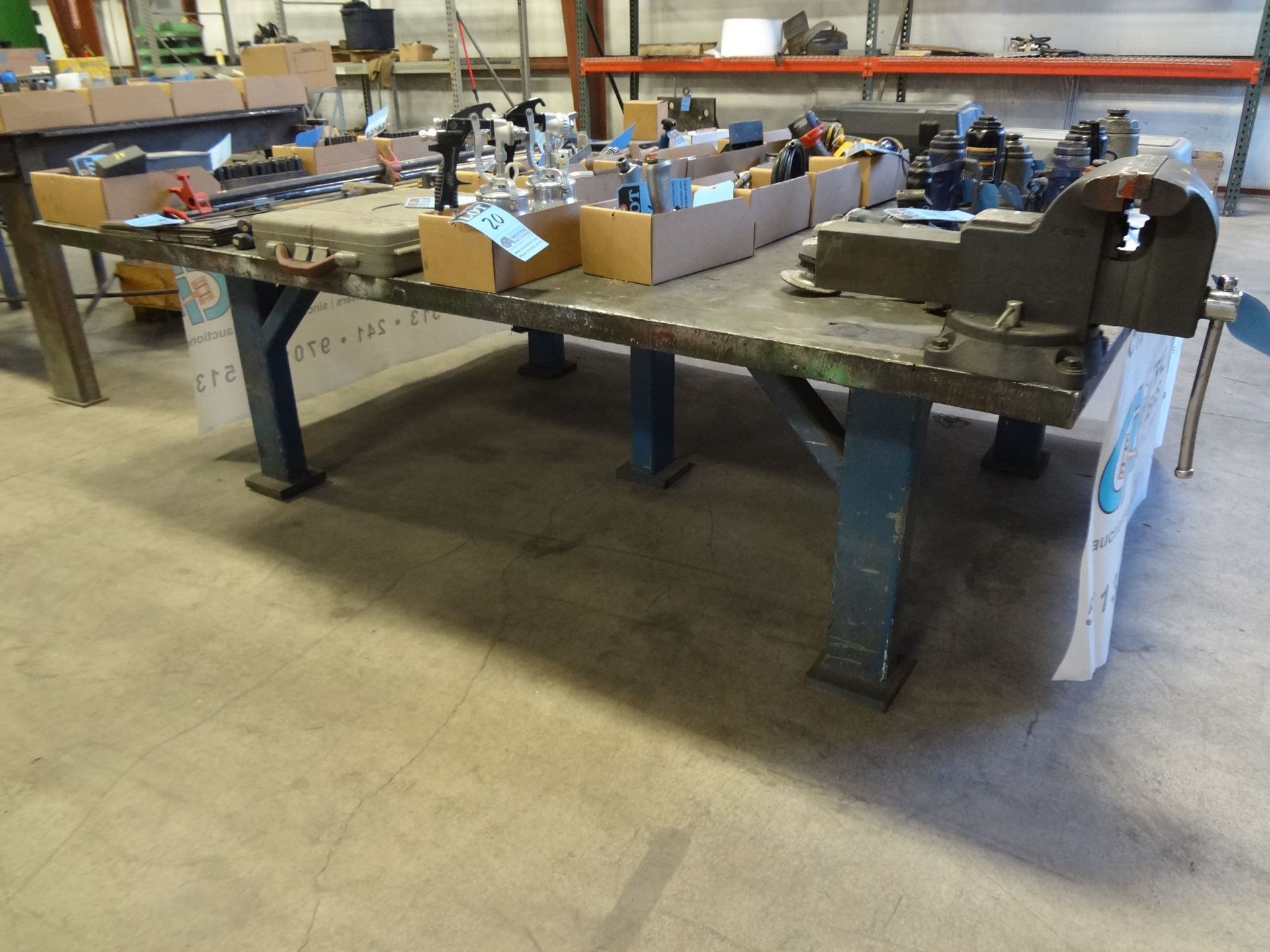 7' X 8' HEAVY DUTY WELDING TABLE WITH 6" WILTON BENCH VISE