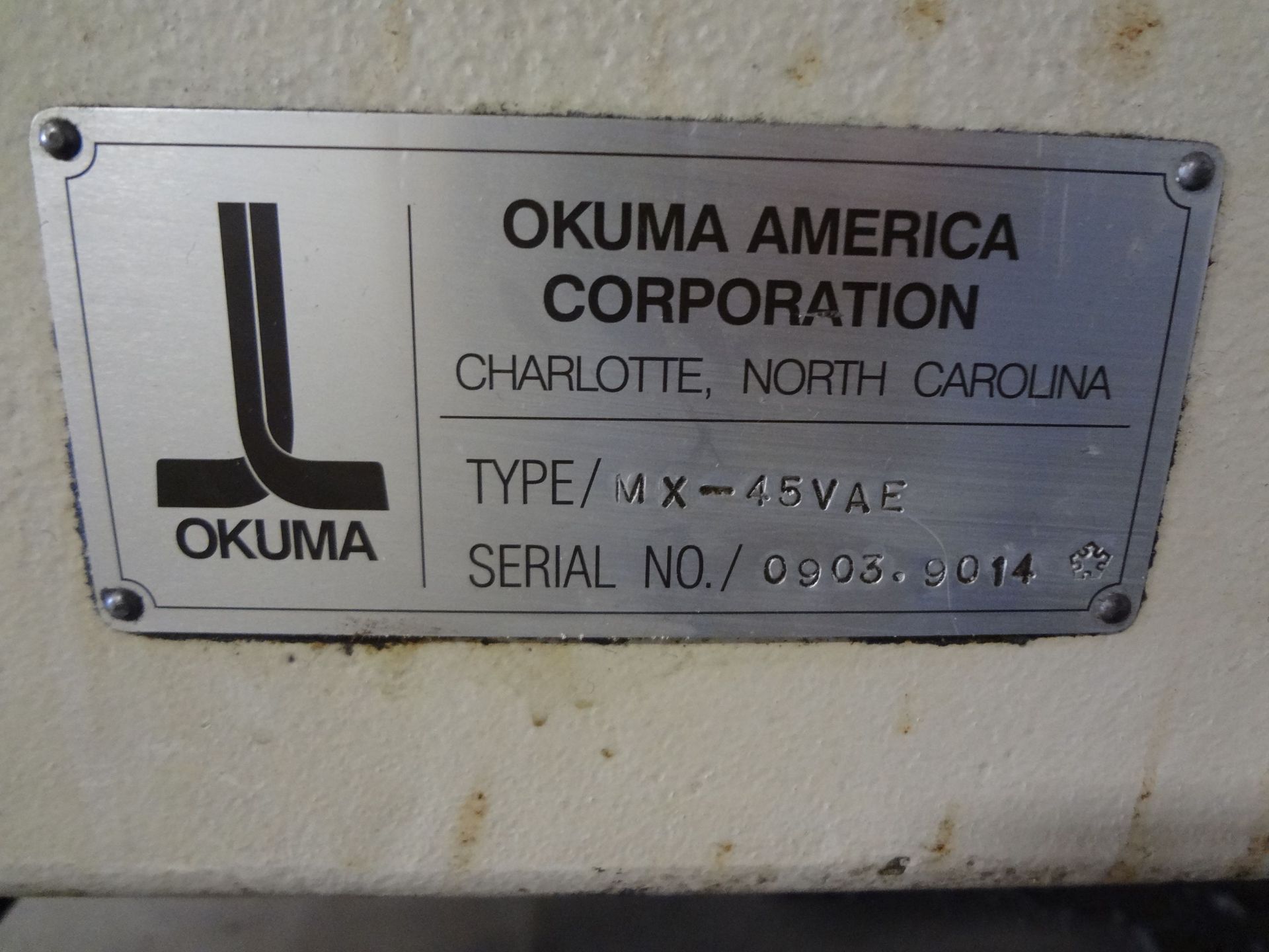 OKUMA MODEL MX-45VAE CNC VERTICAL MACHINING CENTER; S/N 09039014, OKUMA OSP700L CNC CONTROL, - Image 14 of 16