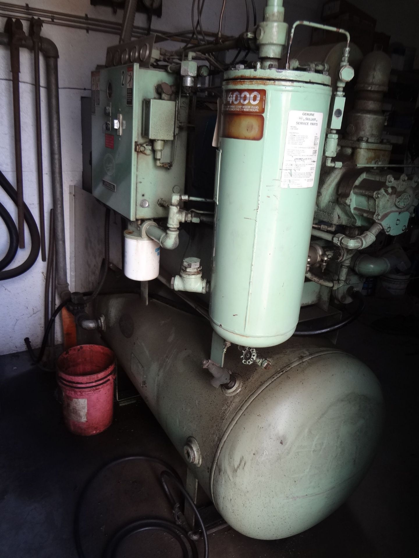 40 HP SULLAIR MODEL 10-40 AC/AC HORIZONTAL TANK AIR COMPRESSOR; S/N E03-93847, HOURS: 24,358