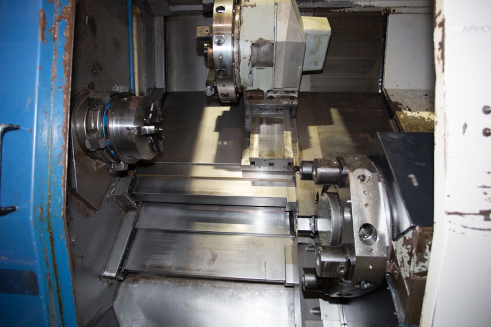 OKUMA IMPACT LU35, TWIN TURRET CNC LATHE, SWING OVER BED: 29.13", DISTANCE BETWEEN CENTERS 33.46", - Image 5 of 21