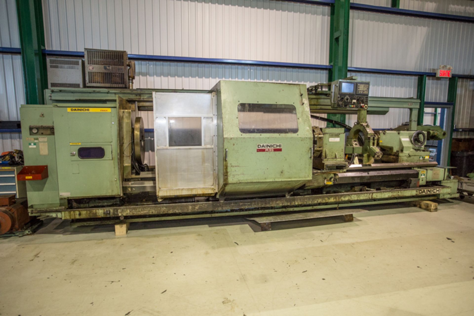 DAINICHI CNC LATHE MOD. M95-400, 40" SWING X 14FT BETWEEN CENTERS, STEADY REST, 8 STATION TURRET