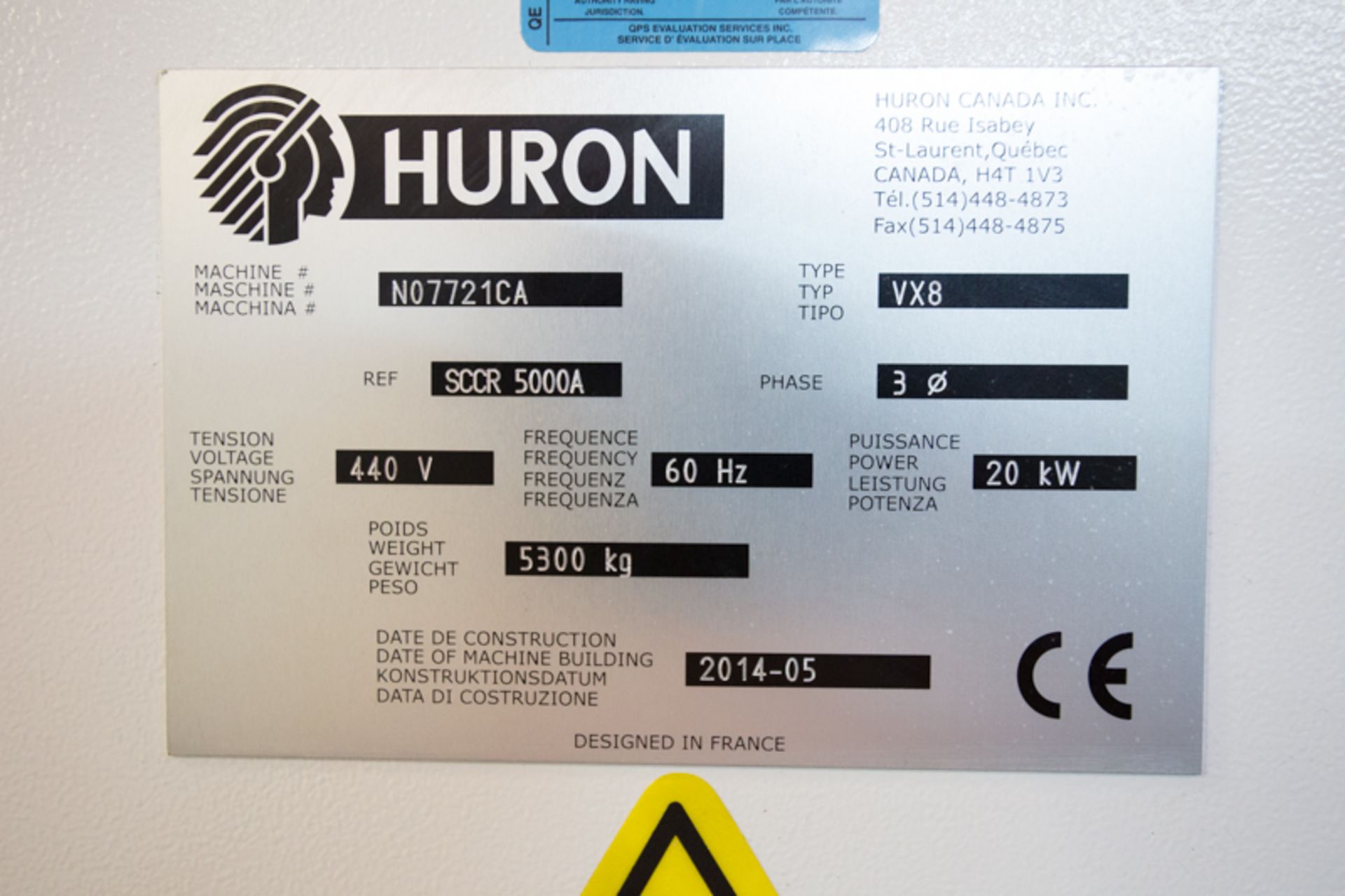 « NEW » HURON CNC VERTICAL MACHINING CENTER MOD. VX8, (2014) - Image 8 of 14