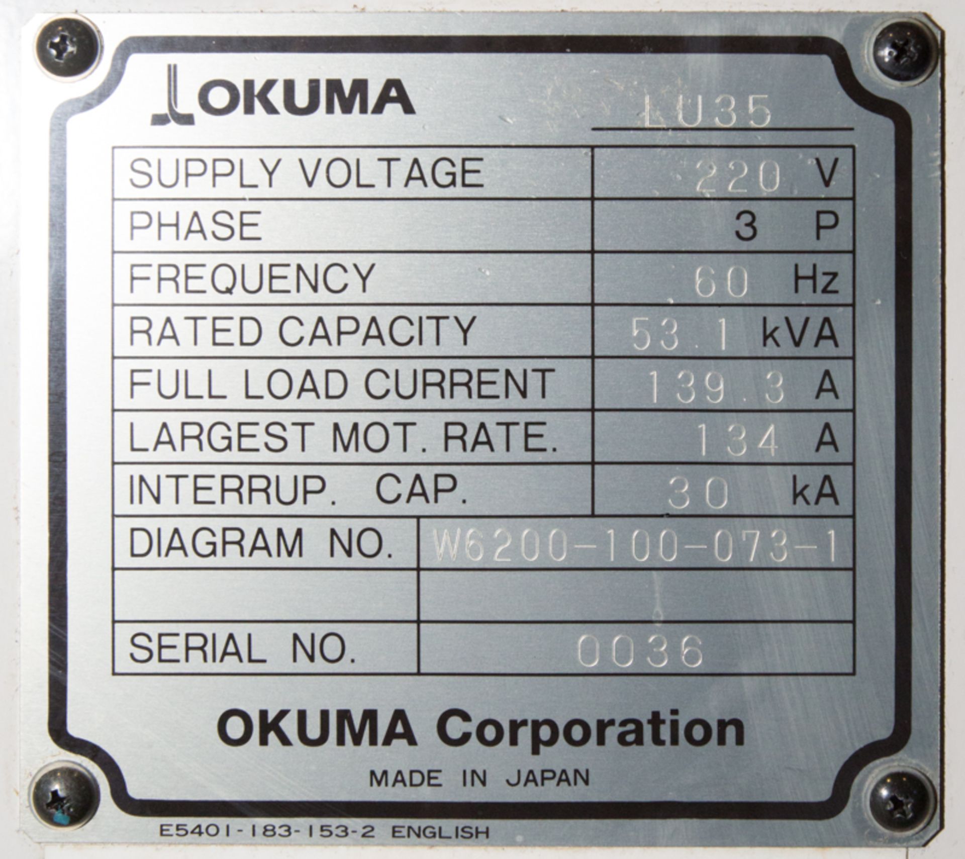 OKUMA IMPACT LU35, TWIN TURRET CNC LATHE, SWING OVER BED: 29.13", DISTANCE BETWEEN CENTERS 33.46", - Image 10 of 21