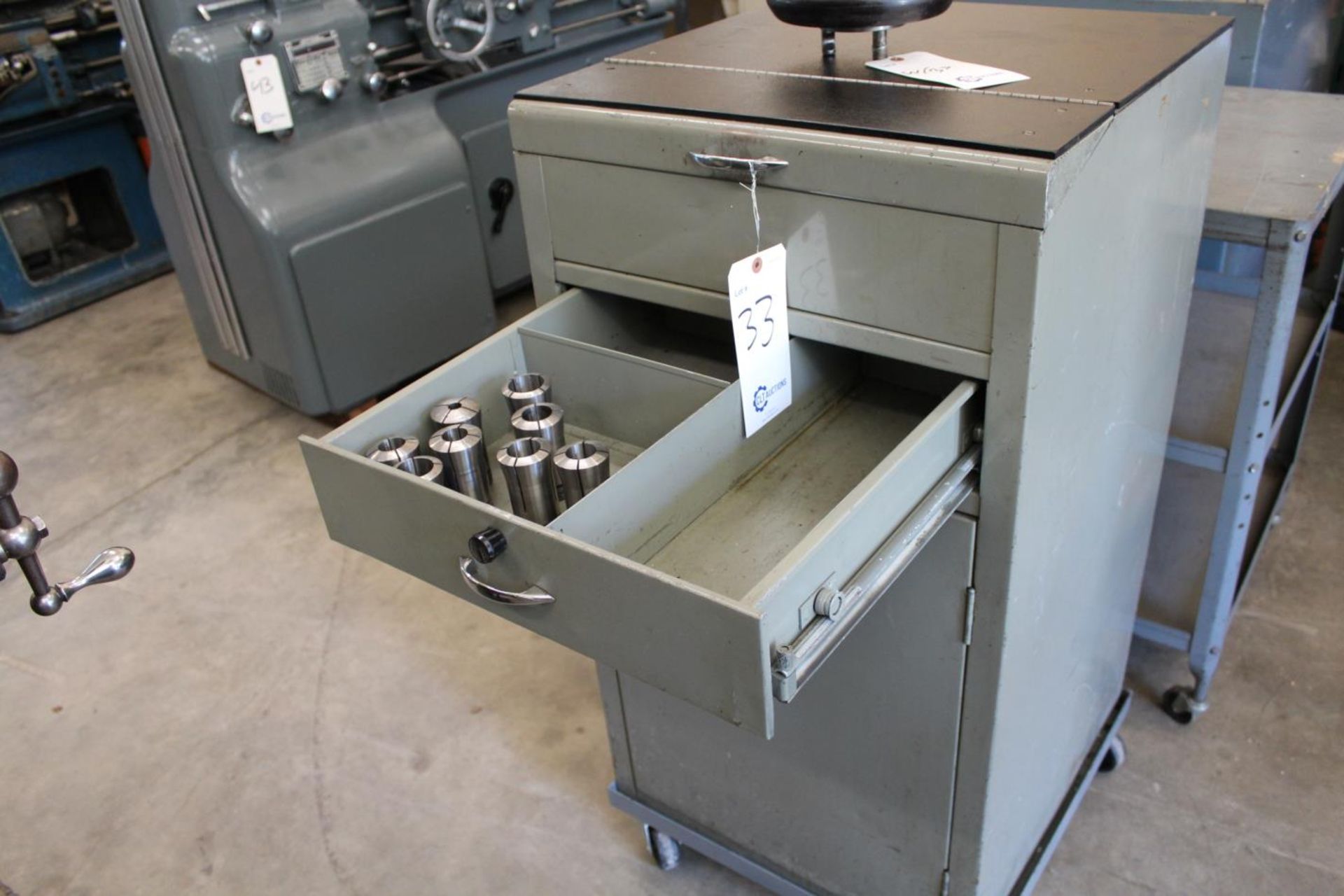 Monarch Lathe Cabinet W/ Hardinge 2J Collet Head & Set of Hardinge Collets - Image 8 of 9