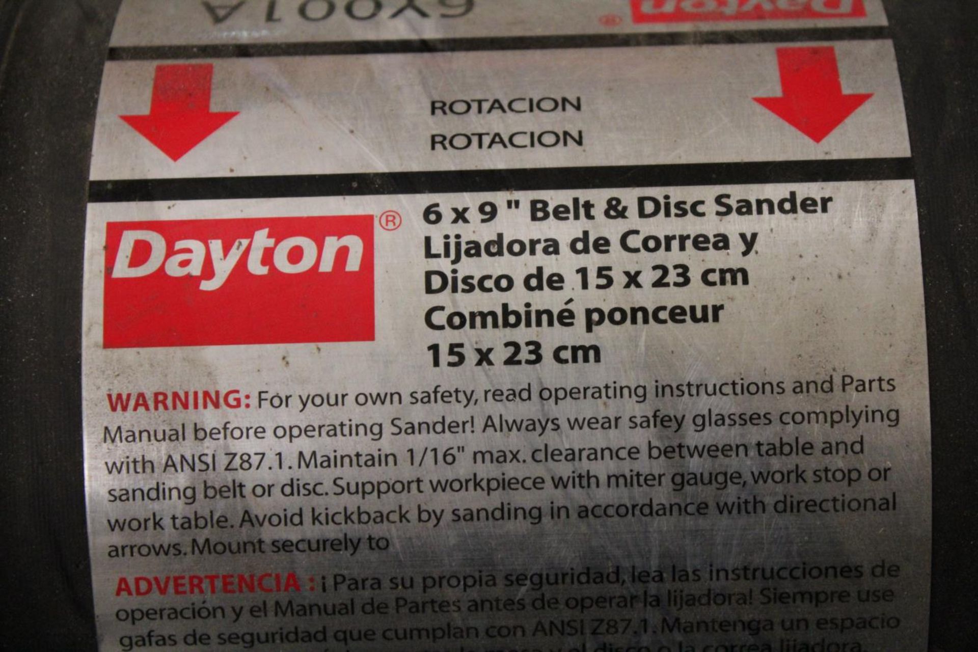 Dayton 6Y001A 6" x 9" Belt Disc Sander - Image 5 of 6