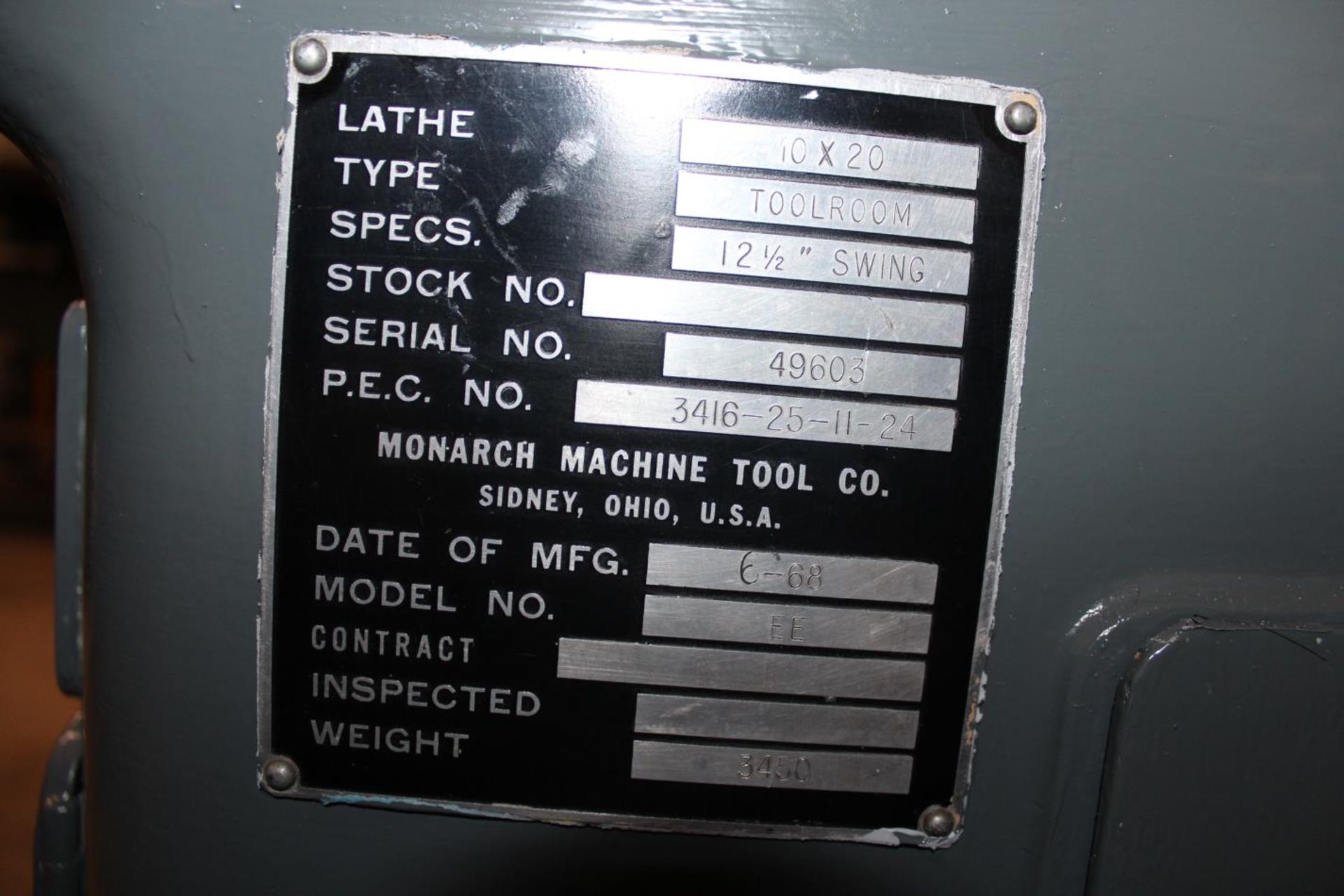 Monarch 10EE Precision Tool Room Lathe 12.5" x 20" Centers, Includes taper attachment, 3 & 4 jaw - Image 20 of 24