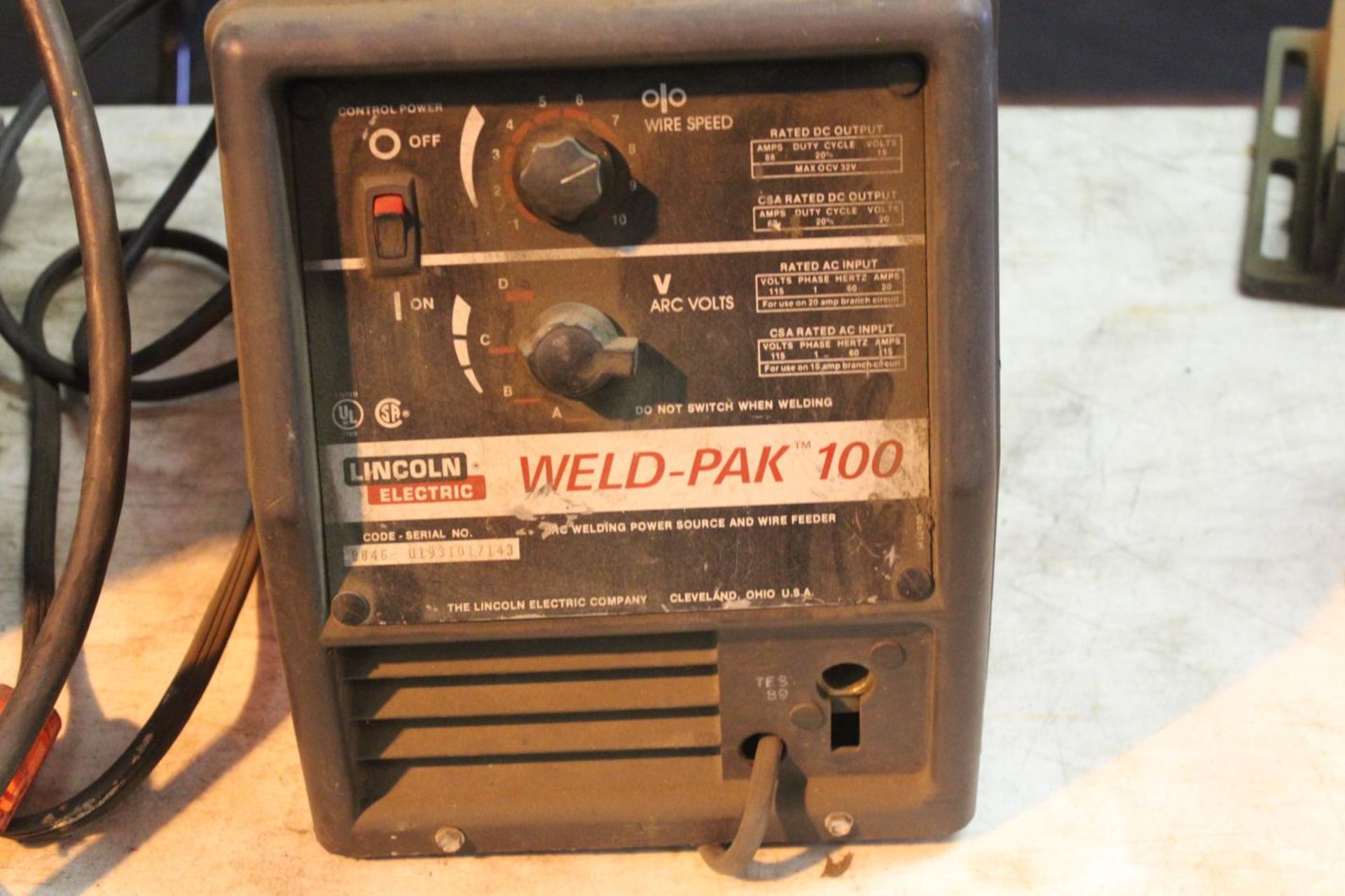 Lincoln Weld-Pak 100 Wire Feed Welder 115v/1ph - Image 2 of 3