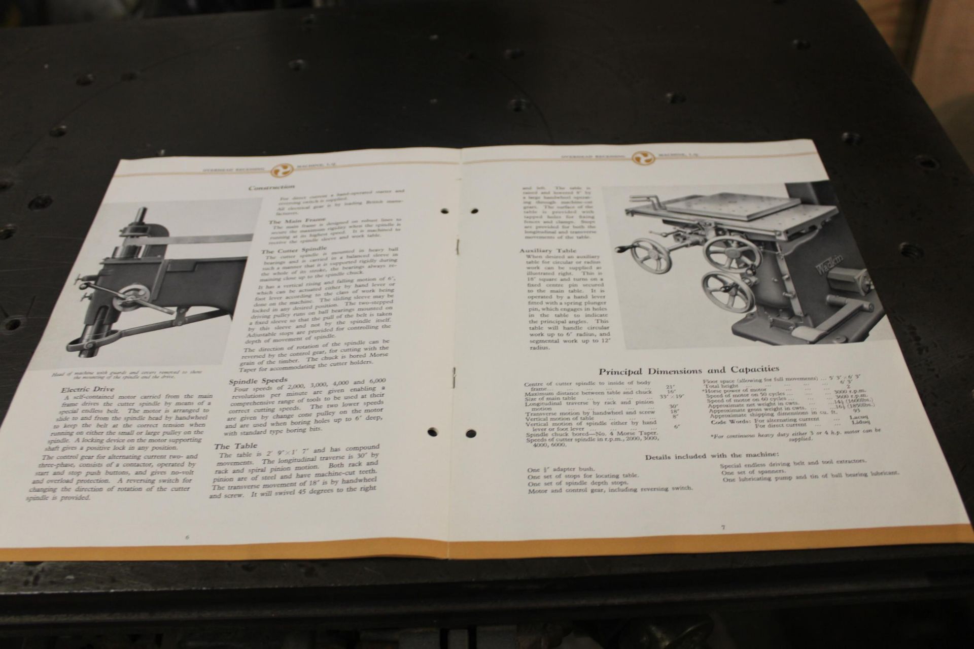 Wadkin L.Q. Pattern Mill Over Head Recessing Machine w/ Accessories & Manual. 19" x 33" Table, - Image 11 of 15