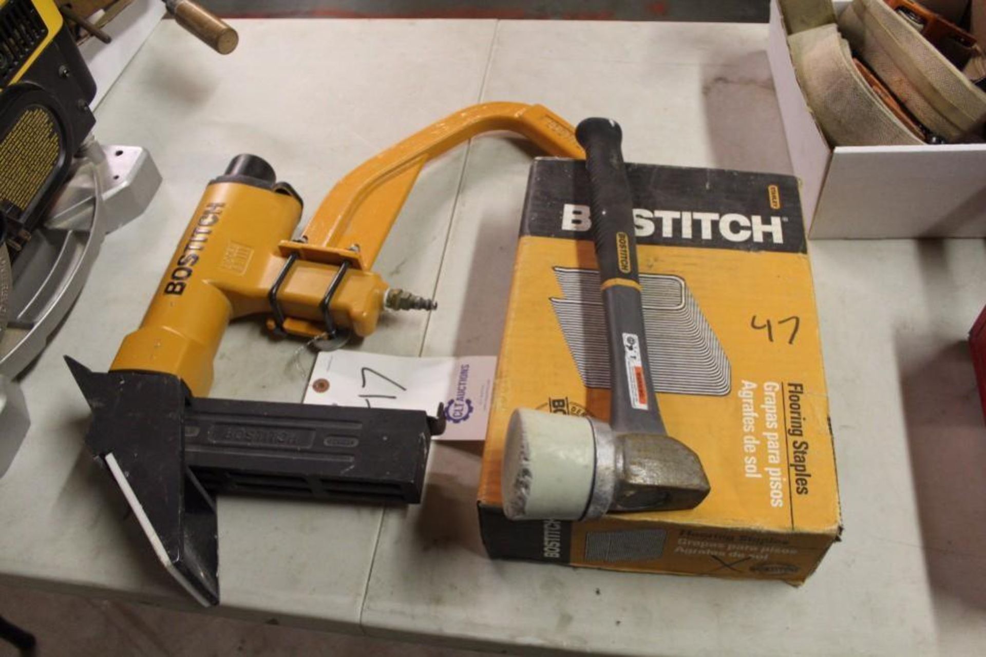 Bostitch MIII flooring nailer with staples and mallet