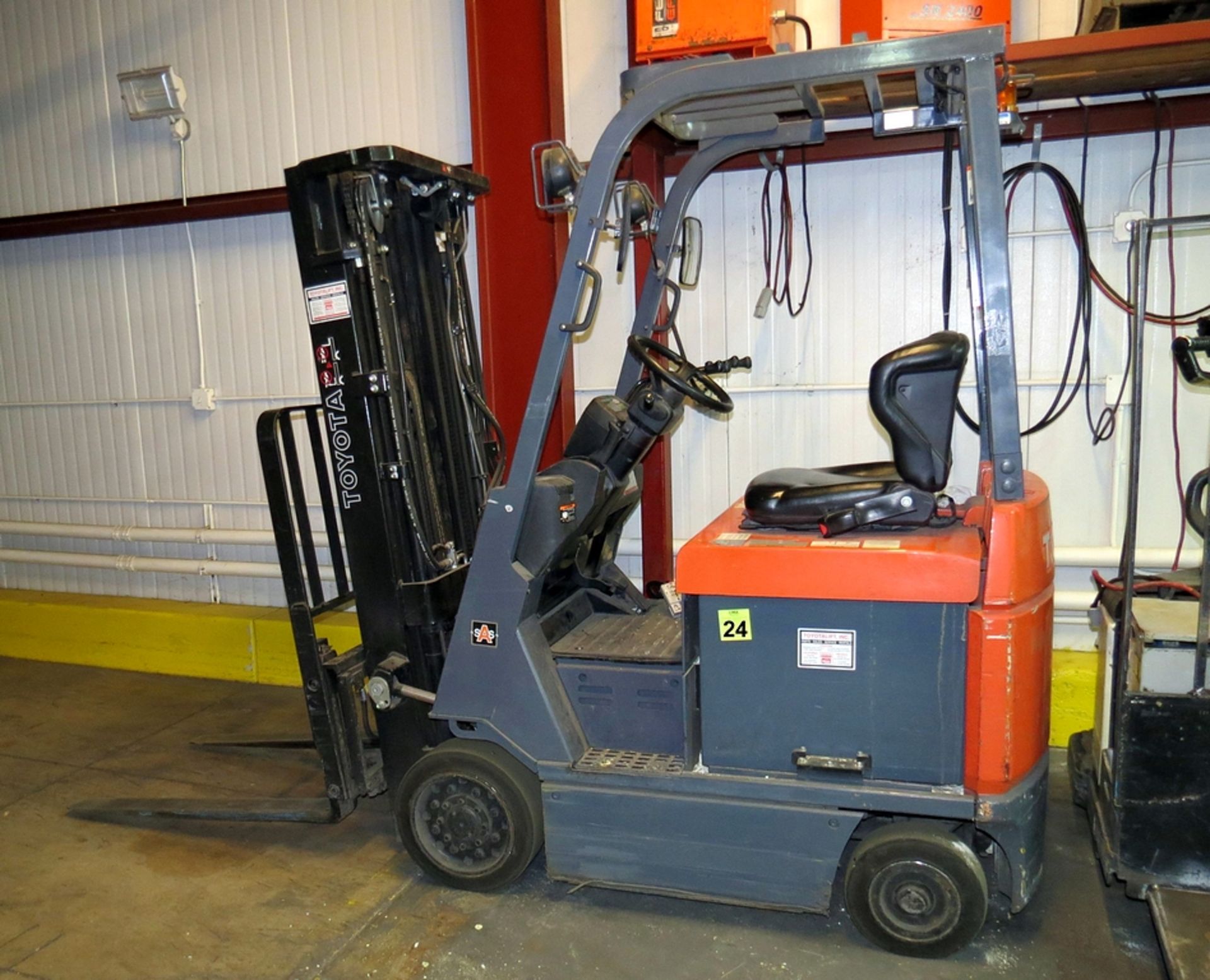 Toyota electric forklift Model 7FBCU15, Side Shift, 2600lb Cap, s/n: 64783Â w/Bassi SR2400 MTL2