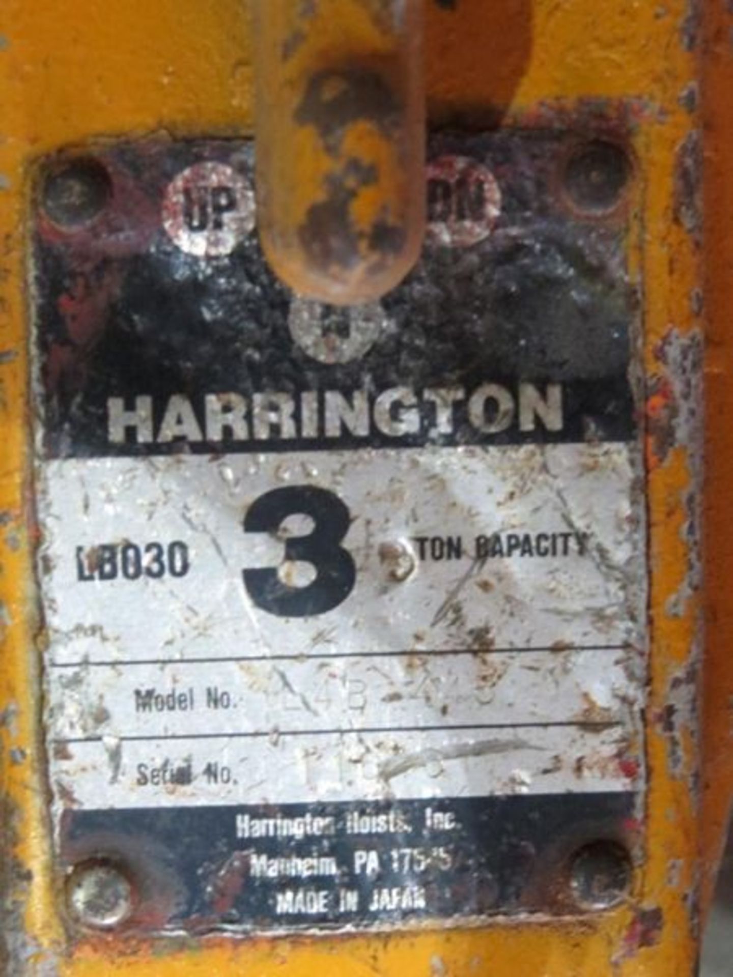 Harrington Lever Chain Hoist- MFR - Harrington 3 Ton - Image 4 of 4