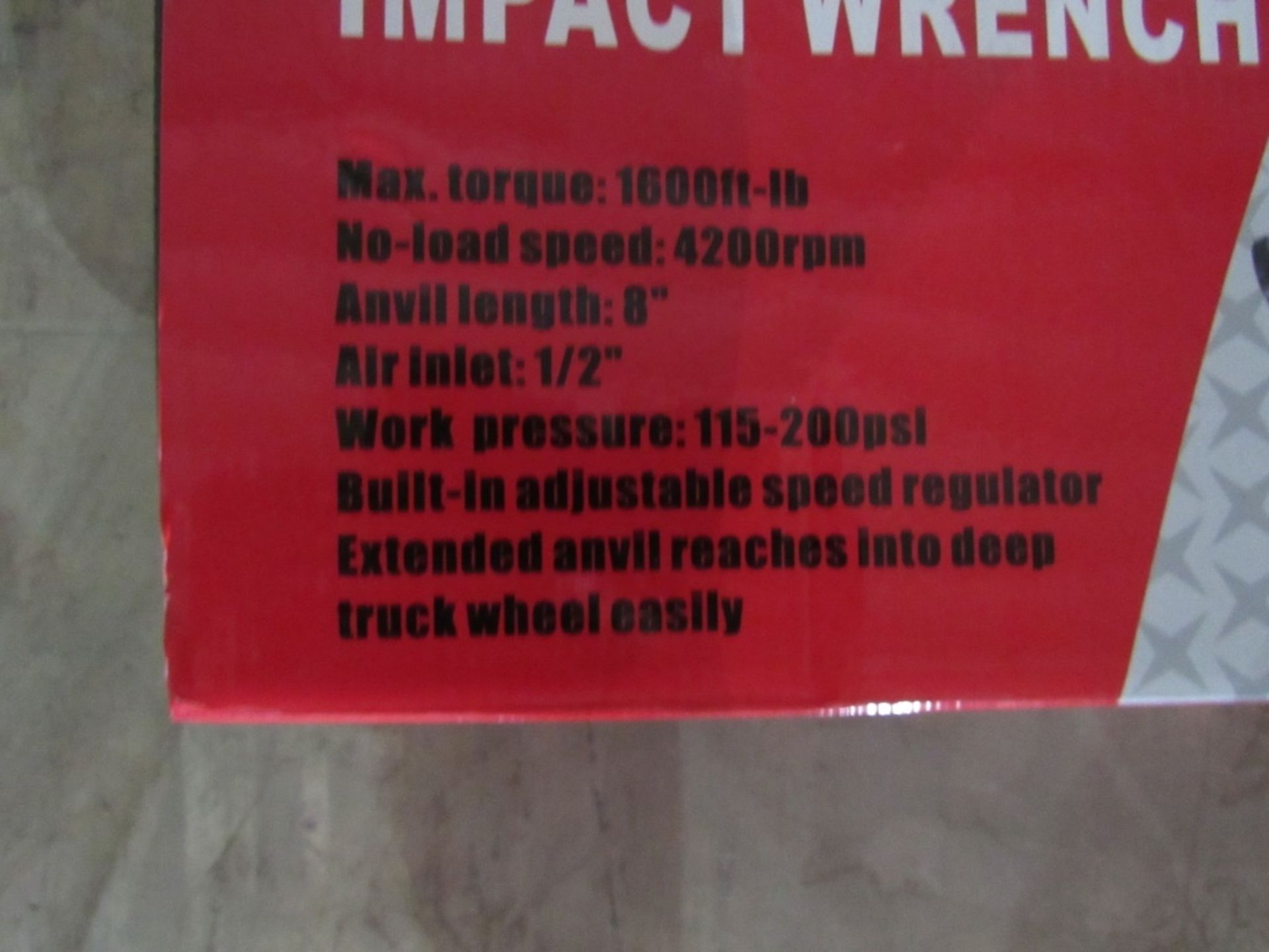 "NEW" 1" Impact Wrench Kit- MFR - DR 1" No-Load Speed - 4,200 Rpm Air Inlet - 1/2" Working PSI - - Bild 10 aus 10