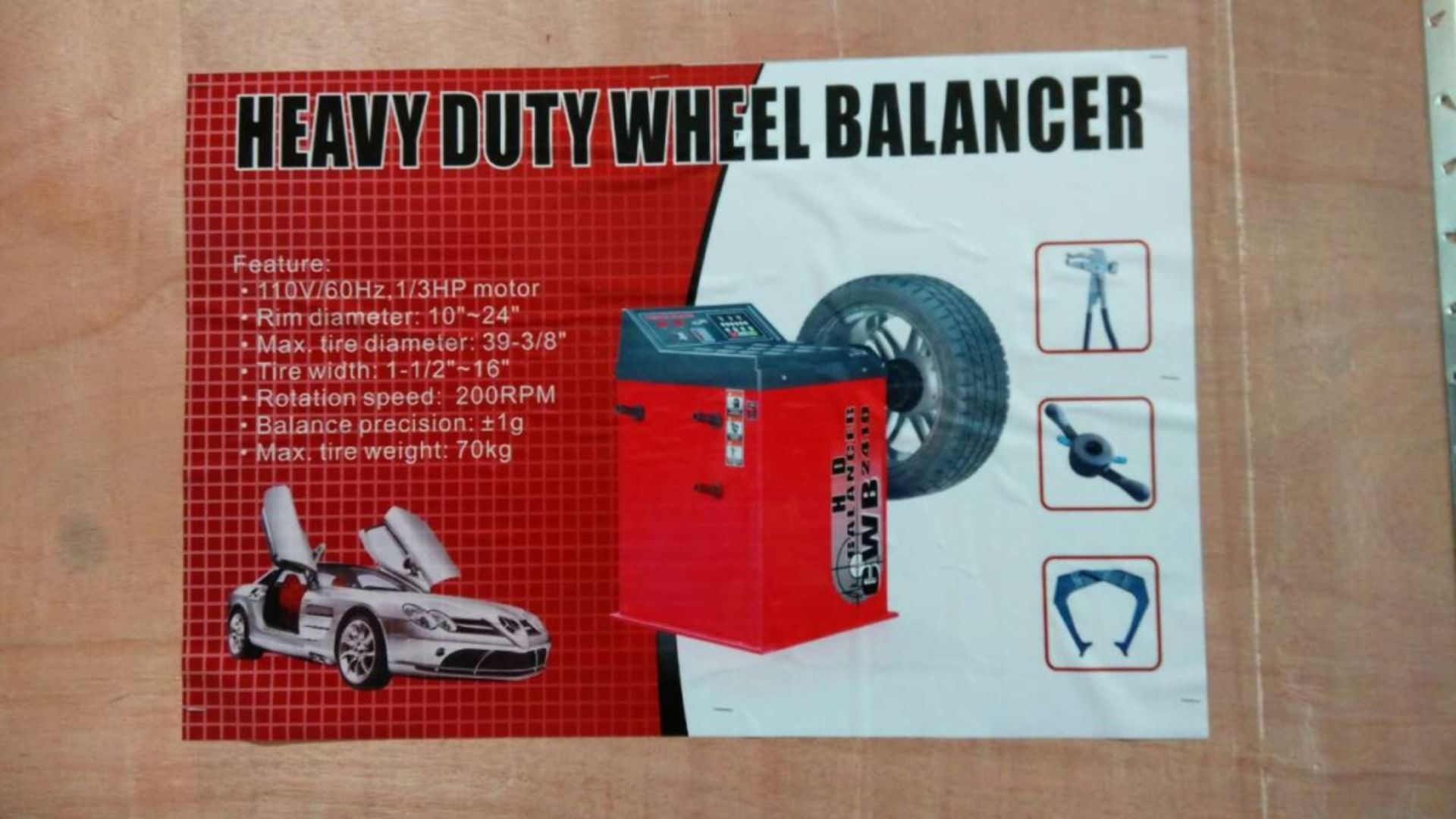 "NEW" Heavy Duty Wheel Balancer- 120 Volts 60 Hz 1/3 Hp Motor Rim Diameter 10" to 24" Make Tire