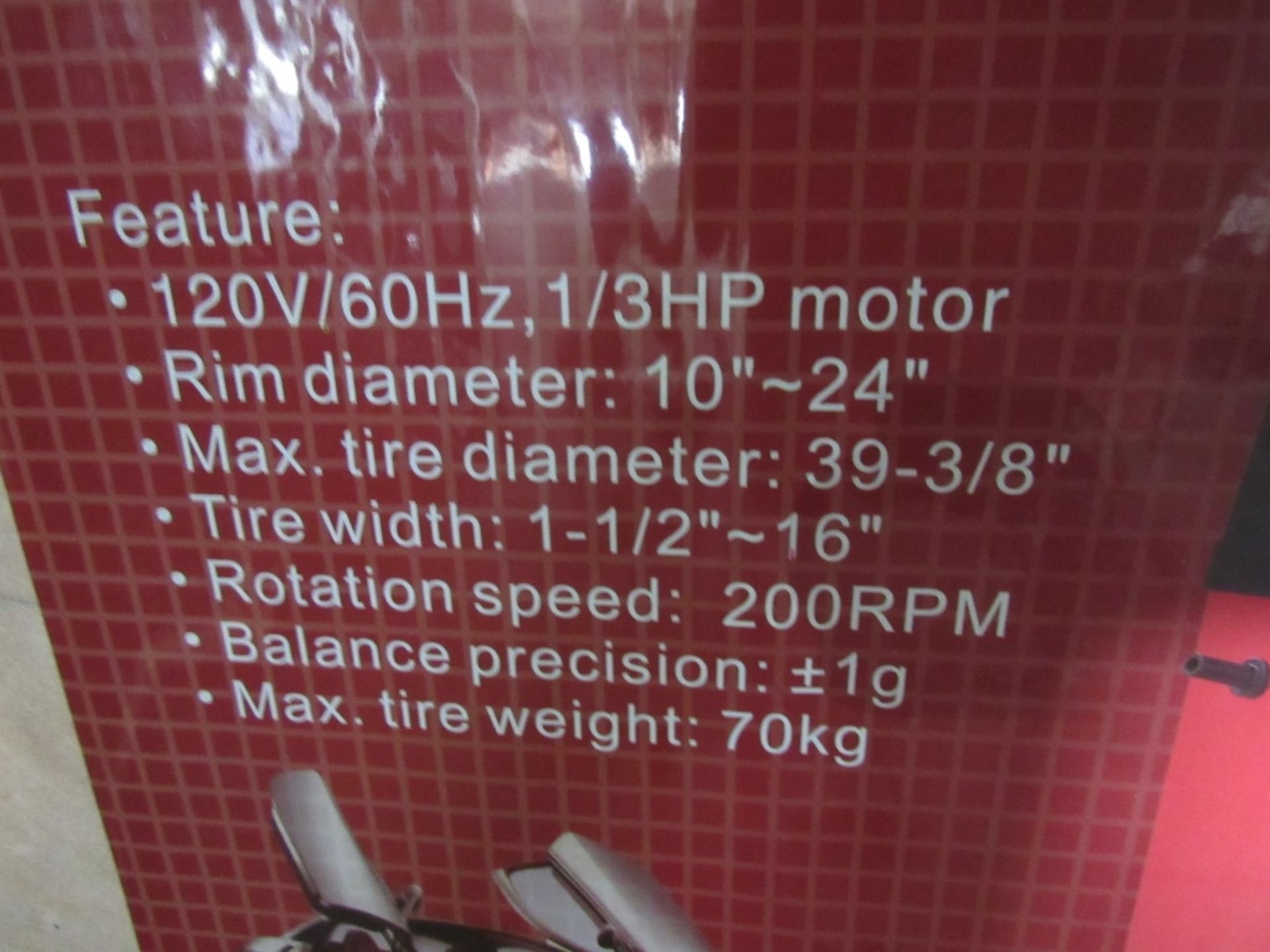 "NEW" Heavy Duty Wheel Balancer- 120 Volts 60 Hz 1/3 Hp Motor Rim Diameter 10" to 24" Make Tire - Bild 7 aus 7