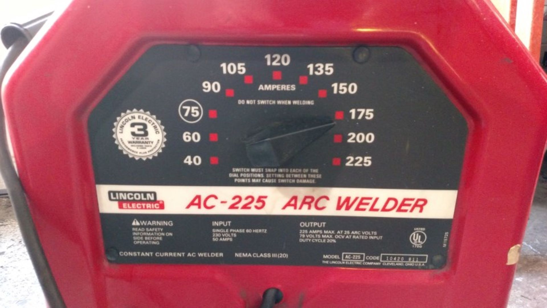 Lincoln AC-225 amp Arc Welder - Image 2 of 3