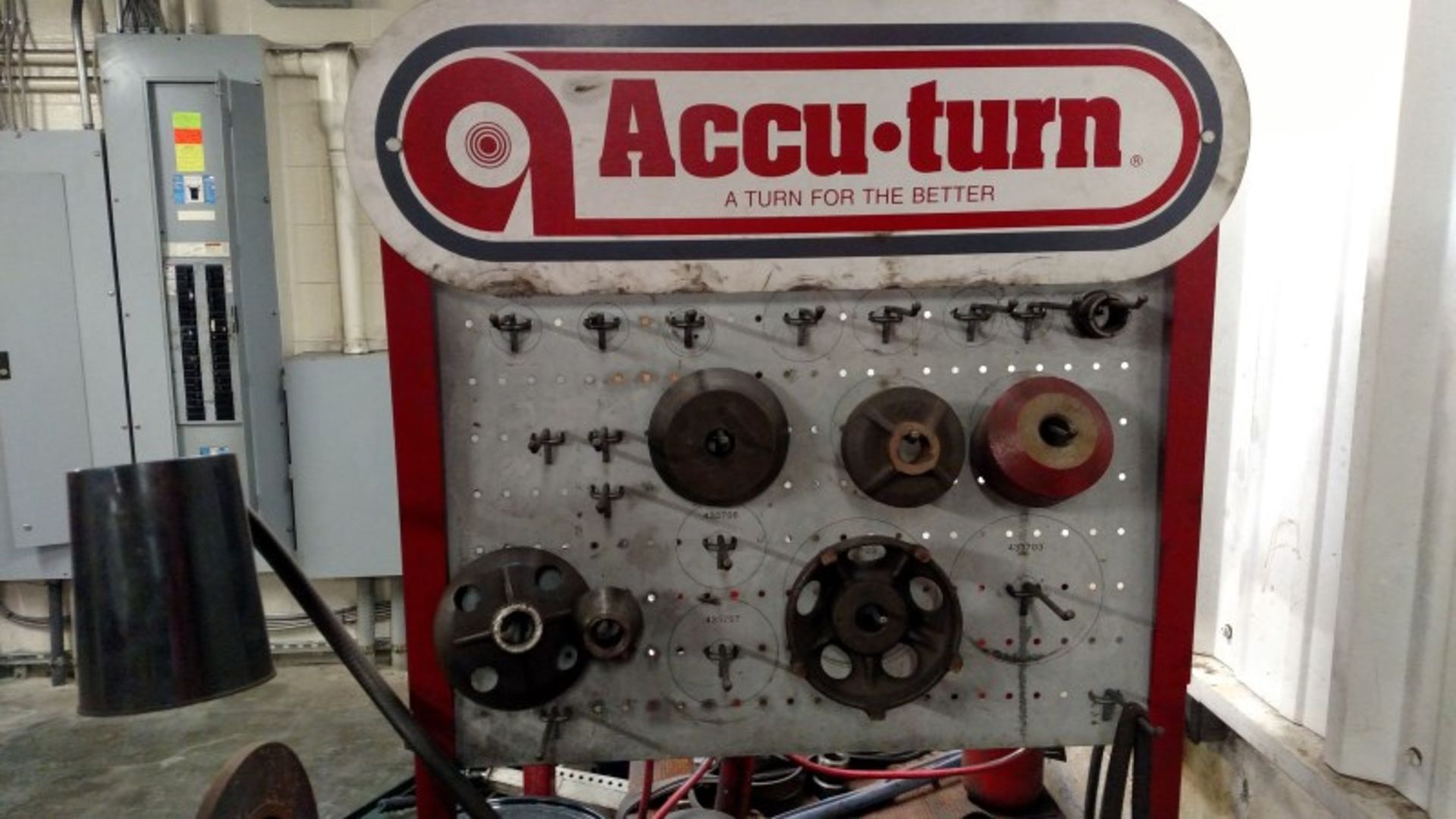 Accu-Turn 8922 Combo Brake Lathe on Bench, Some Adaptors - Image 3 of 4