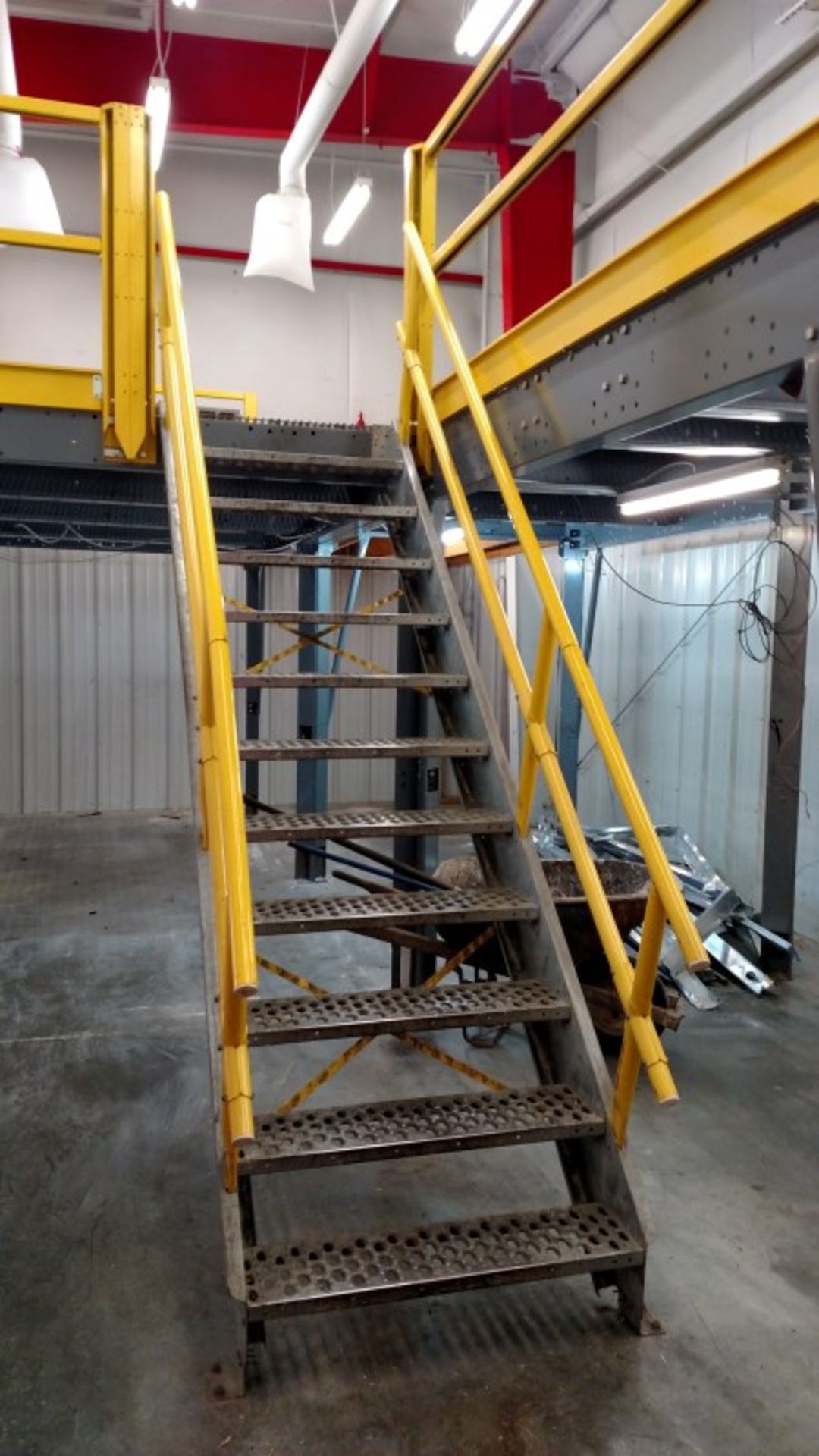 EQUIPTO Steel Mezzanine w/ Single Stairway and Railing, Installed 2000, (approx.) 14'x 16' + 6'x 10' - Image 3 of 15