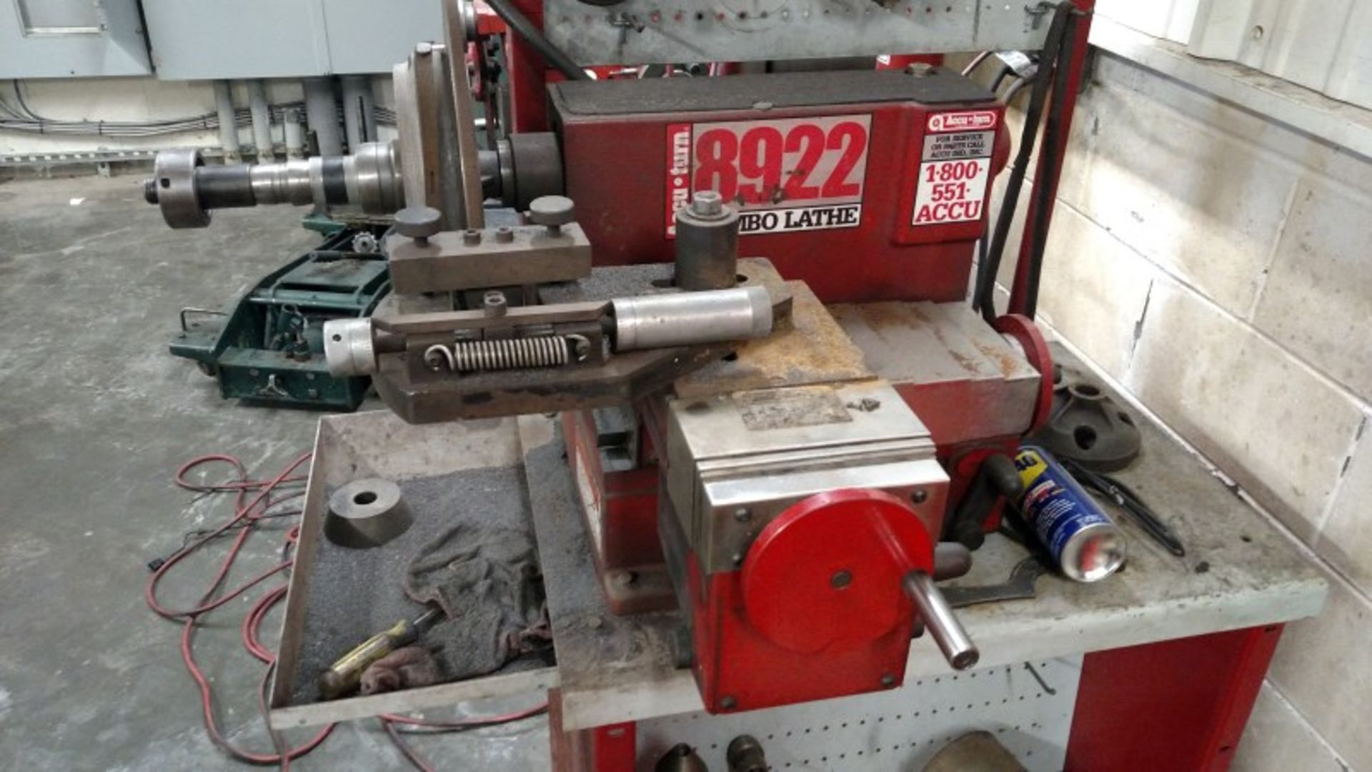 Accu-Turn 8922 Combo Brake Lathe on Bench, Some Adaptors - Image 2 of 4