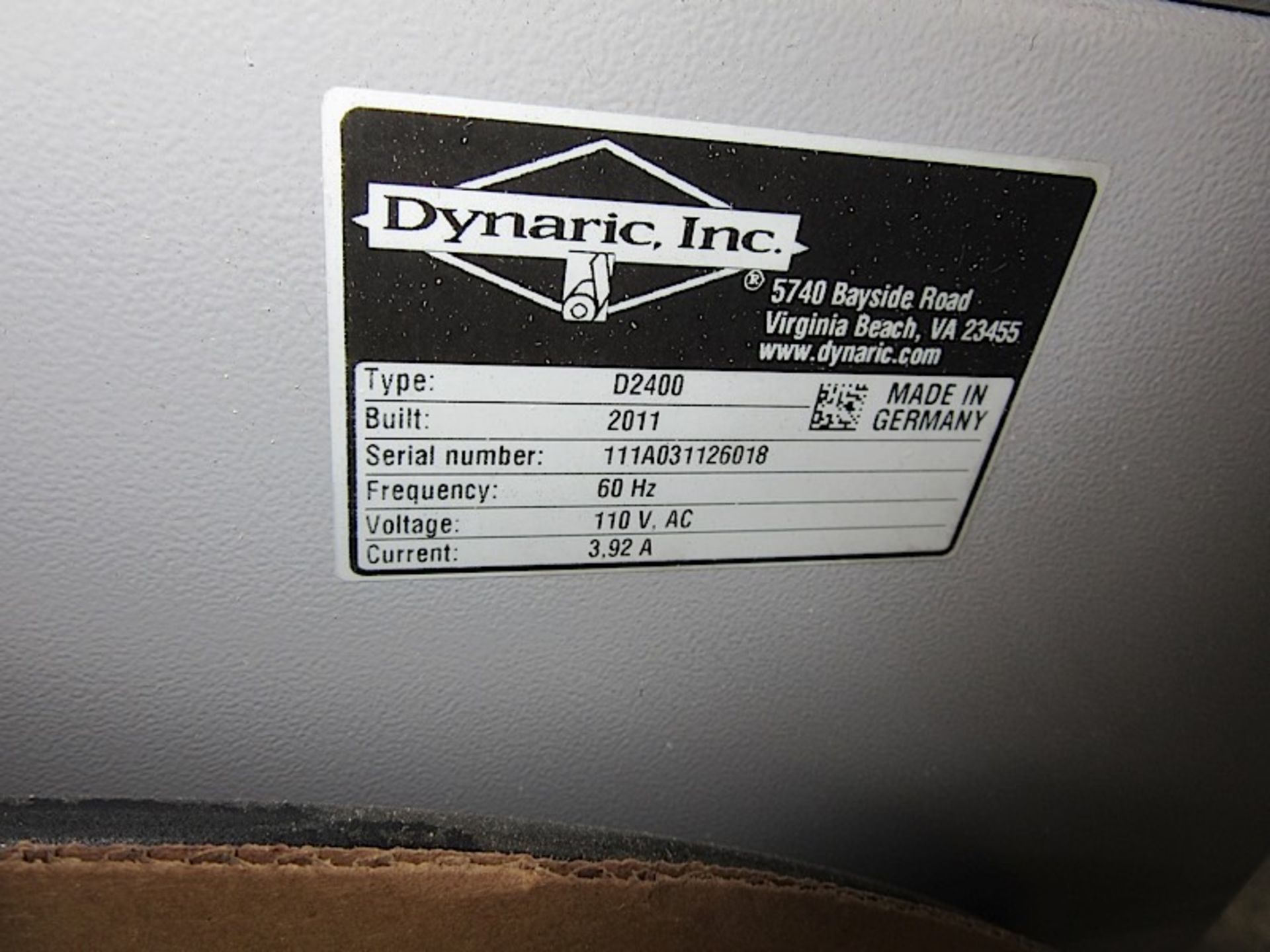 2011 DYNARIC (D2400) STRAPPING MACHINE - Image 2 of 2