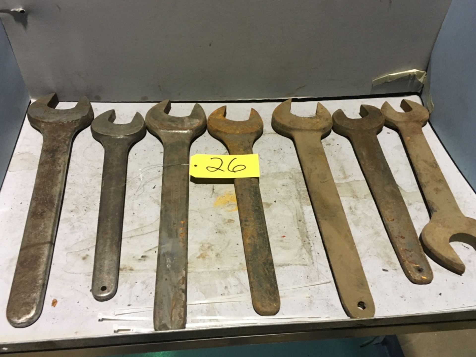 Approximately (9) open end wrenches, heavy duty.
