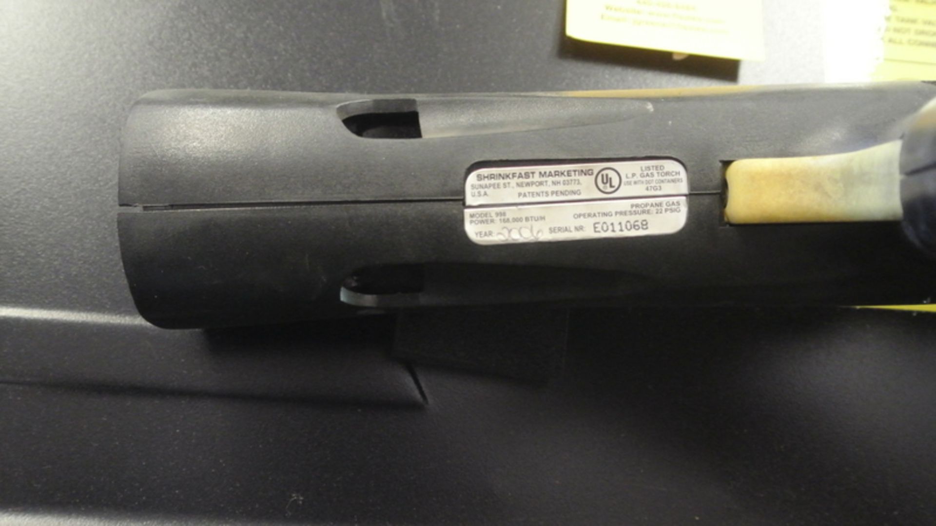 ULINE SHRINKFAST SHRINK WRAP HEAT GUN MODEL 2006 LPG 998, S/N E011068 - Image 3 of 3