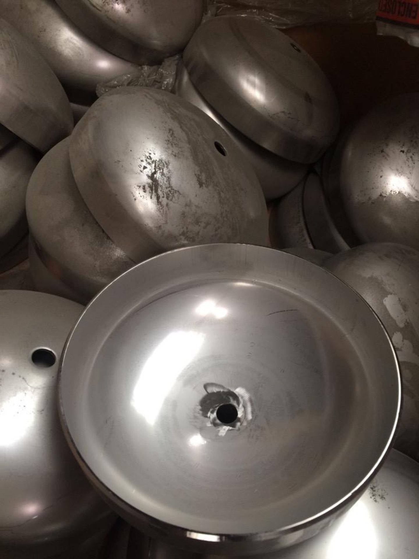 Approx (70) 8" stainless steel end caps and box of plastic parts - Image 5 of 6