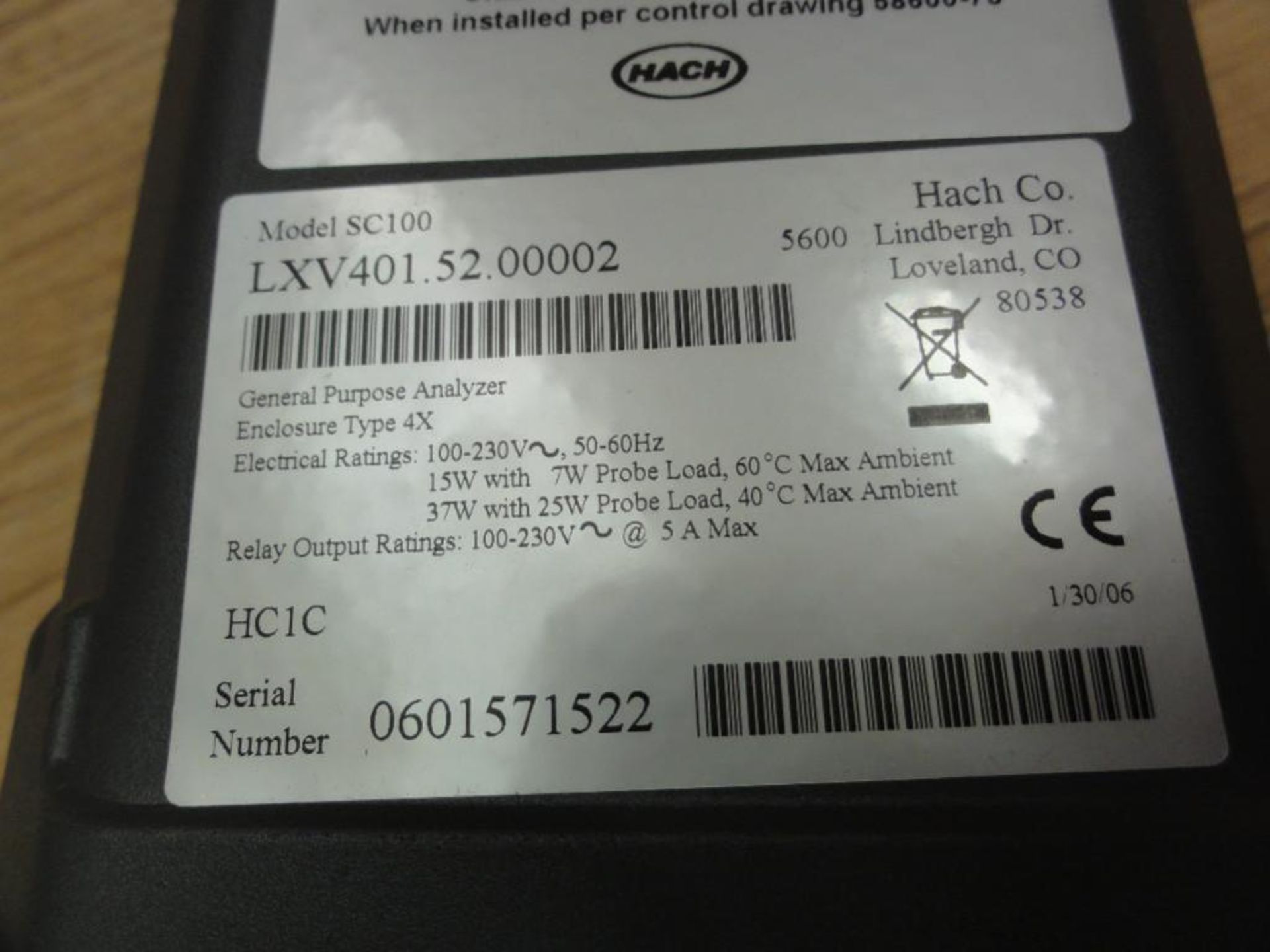 NEW Hach Model SC100 Analyzer Digital Controller, LXV401.52.00002, 100-230V, Relay output rating 100 - Image 6 of 6