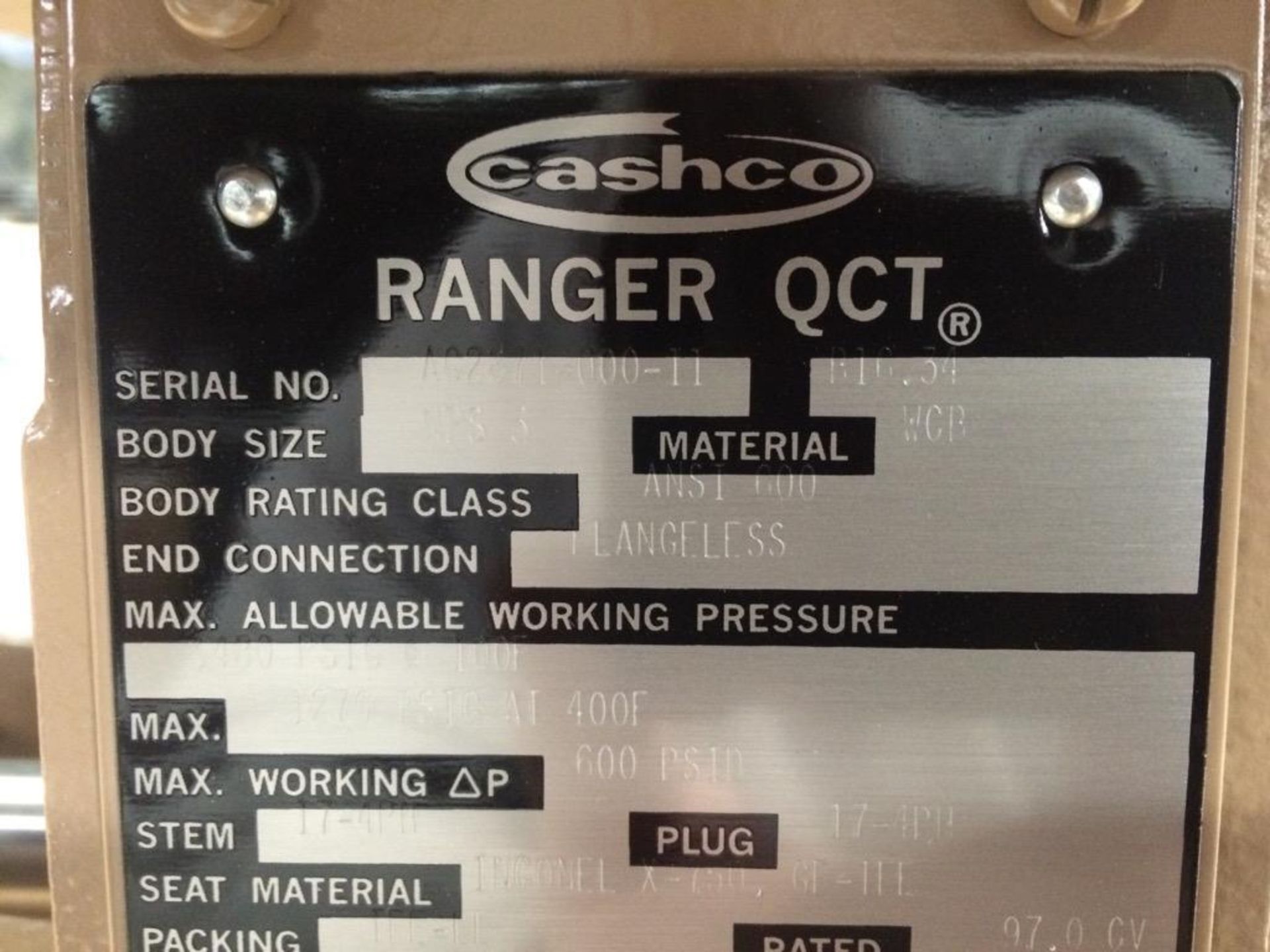 Cashco Ranger QCT Serial No: AG2871-000-11 Body Size:NPS 3 Material: WCB Body Rating Class: ANSI GOO - Image 9 of 11